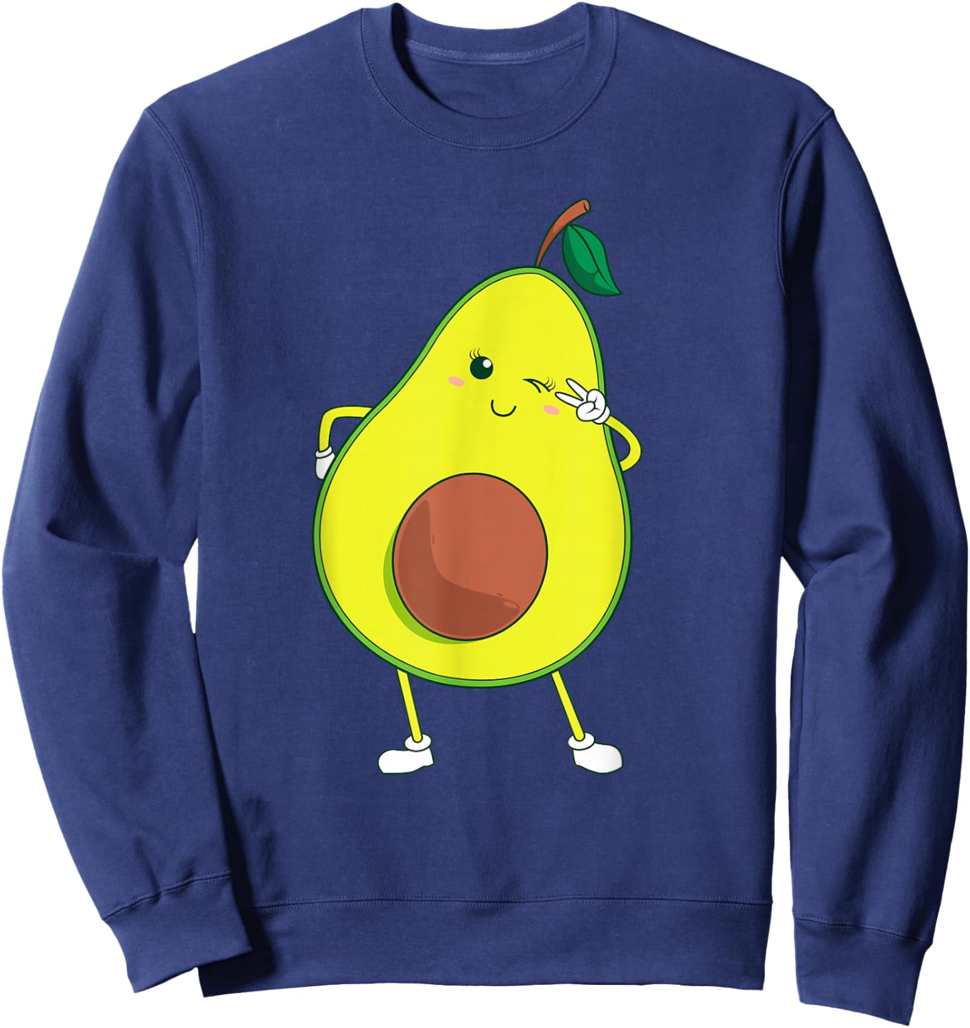 Cute Avocado Art For Kids Men Women Funny Winking Fruit Sweatshirt - Sweatshirt | Navy
