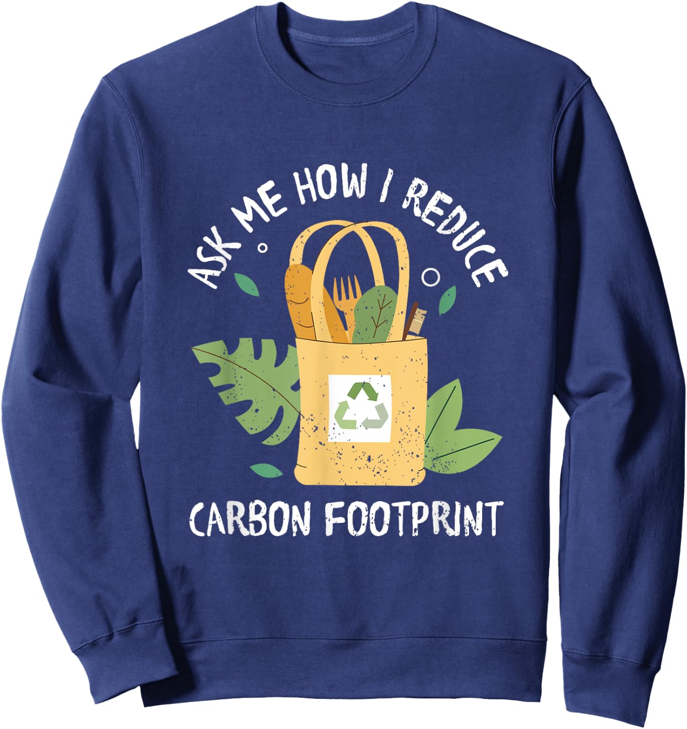 Carbon Footprint eco-friendly grocery online shopping Sweatshirt - Sweatshirt | Navy