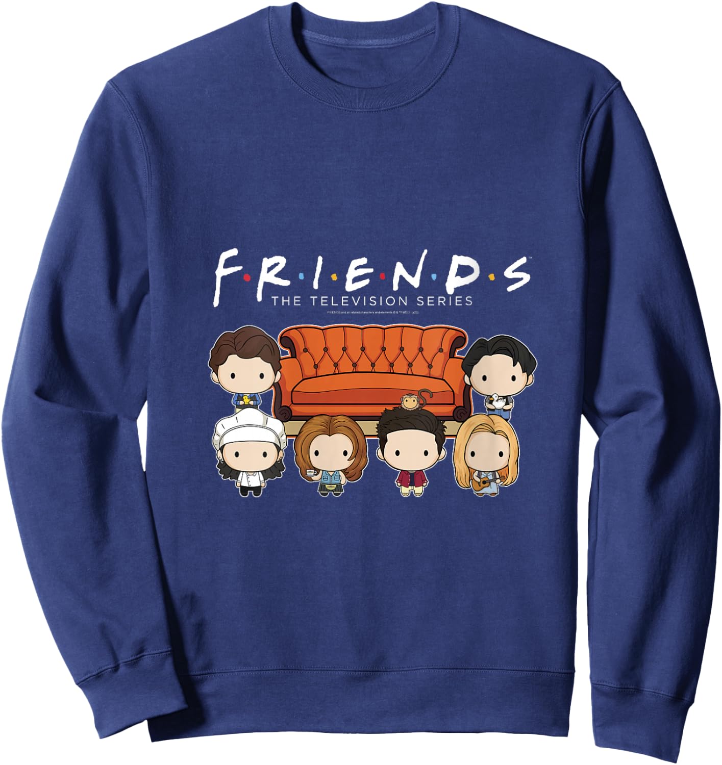 Friends Chibi Characters Central Perk Coffee Shop Group Shot V-Neck Sweatshirt - Sweatshirt | Navy