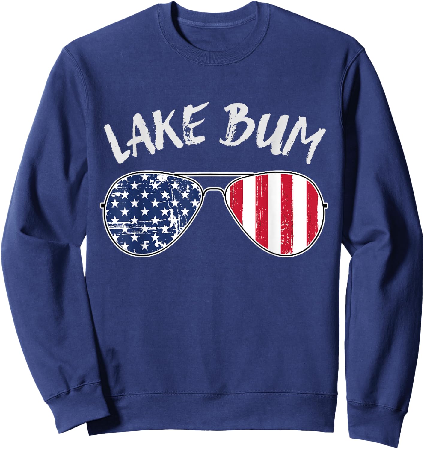 Retro Patriotic Lake Bum 4th of July Summer Sunglasses Sweatshirt - Sweatshirt | Navy