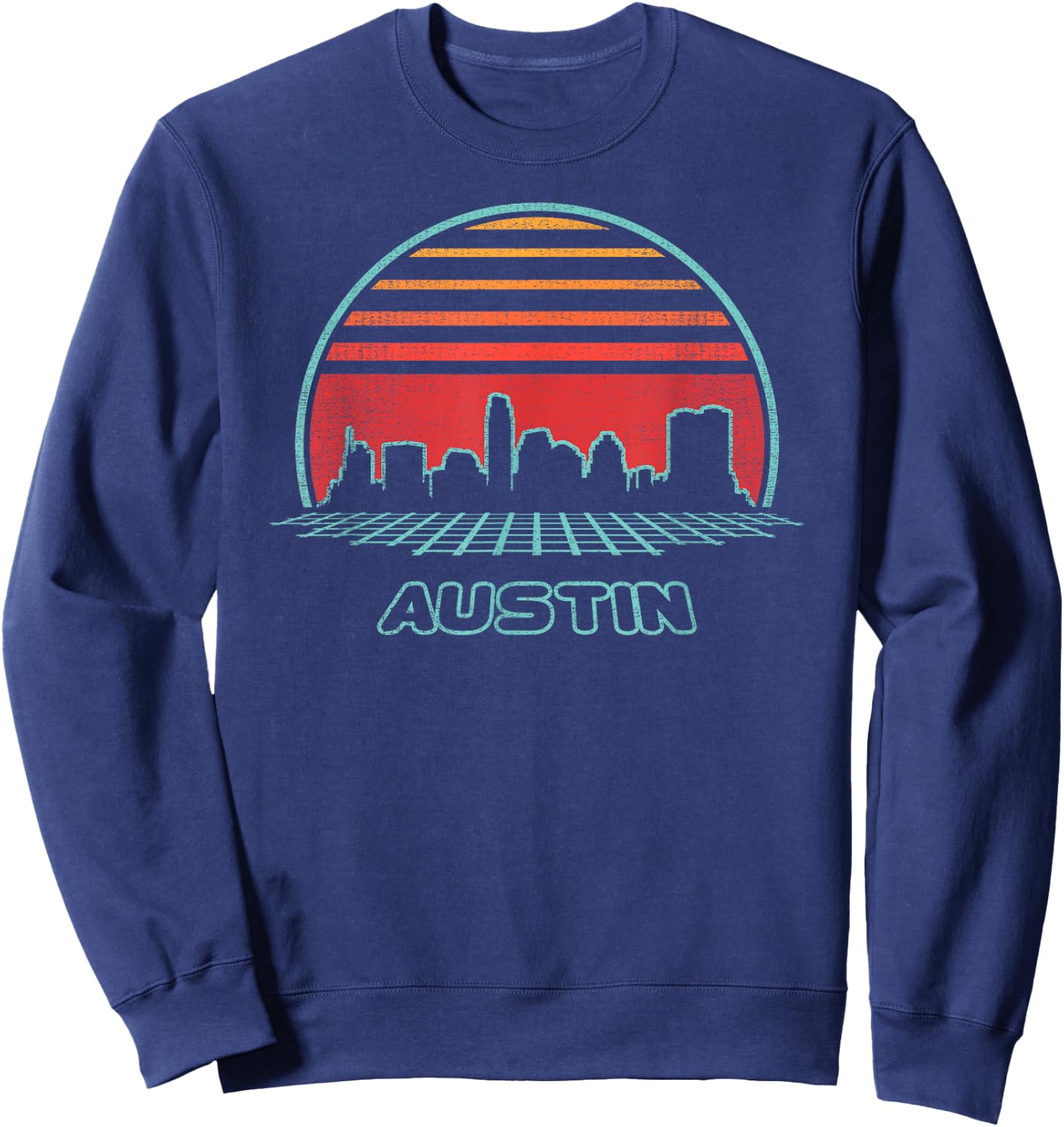 Austin City Skyline Retro 80s Style Souvenir Gift Sweatshirt - Sweatshirt | Navy