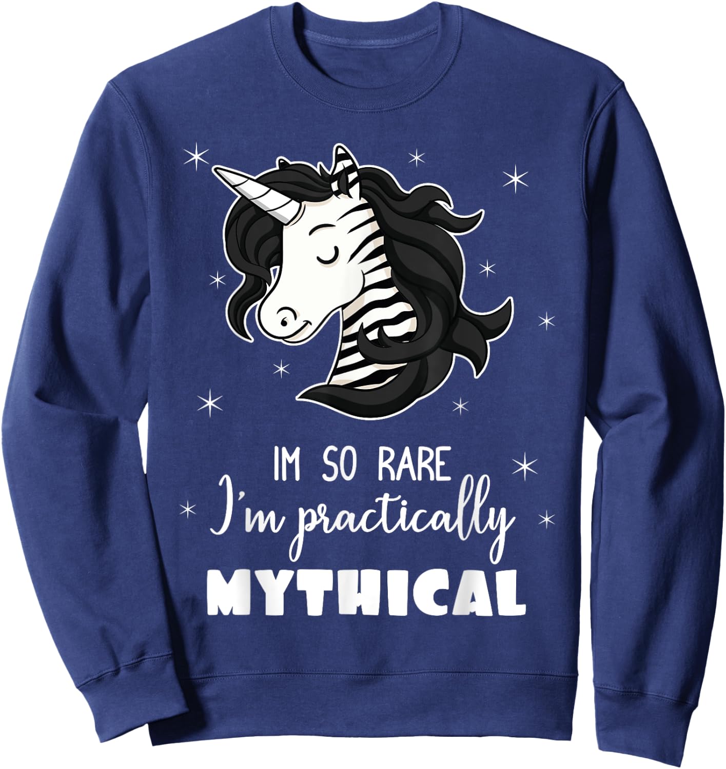 Mythical Unicorn Ehlers Danlos Black And White Zebra Stripe Sweatshirt - Sweatshirt | Navy
