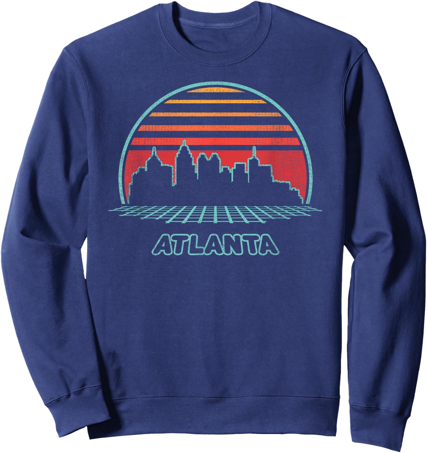 Atlanta City Skyline Retro 80s Style Souvenir Gift Sweatshirt - Sweatshirt | Navy