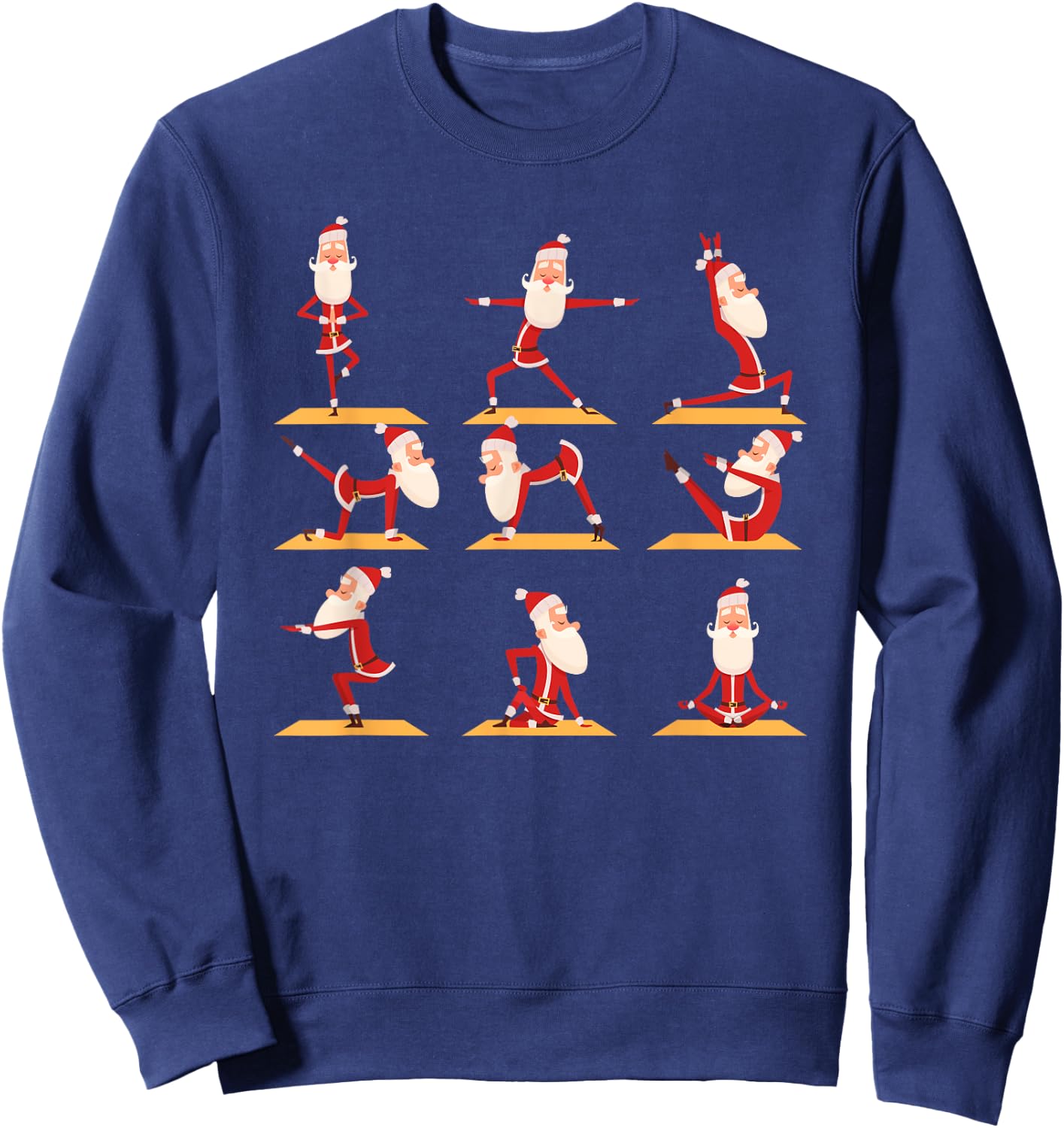Santa Doing Yoga Exercises Poses Meditation Christmas Yoga Sweatshirt - Sweatshirt | Navy