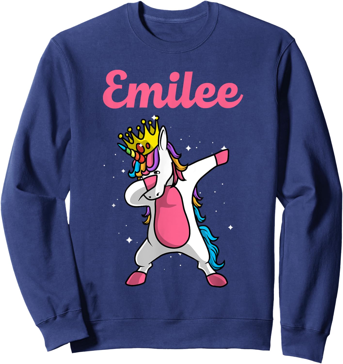EMILEE Name Personalized Birthday Dabbing Unicorn Queen Sweatshirt - Sweatshirt | Navy