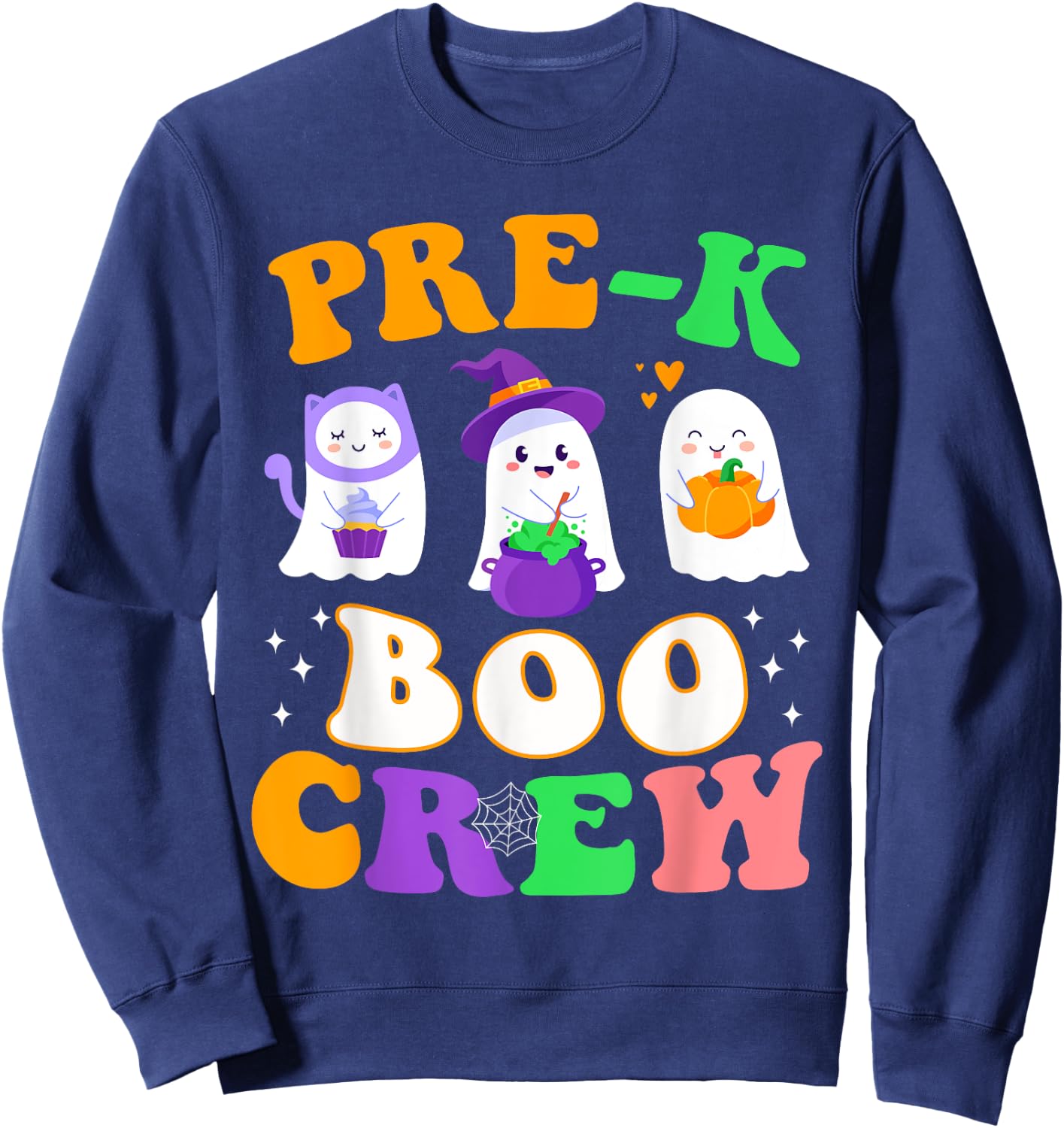 Pre-K Boo Crew Cute Ghost Halloween Costume Teacher Student Women Kids Sweatshirt - Sweatshirt | Navy