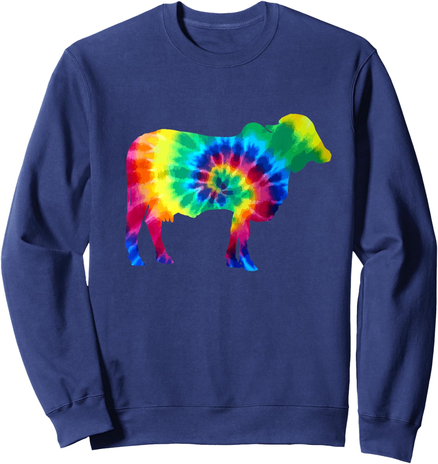 Cow Tie Dye Vintage Hippie Farm Animal Farmer Cow Lover Sweatshirt - Sweatshirt | Navy