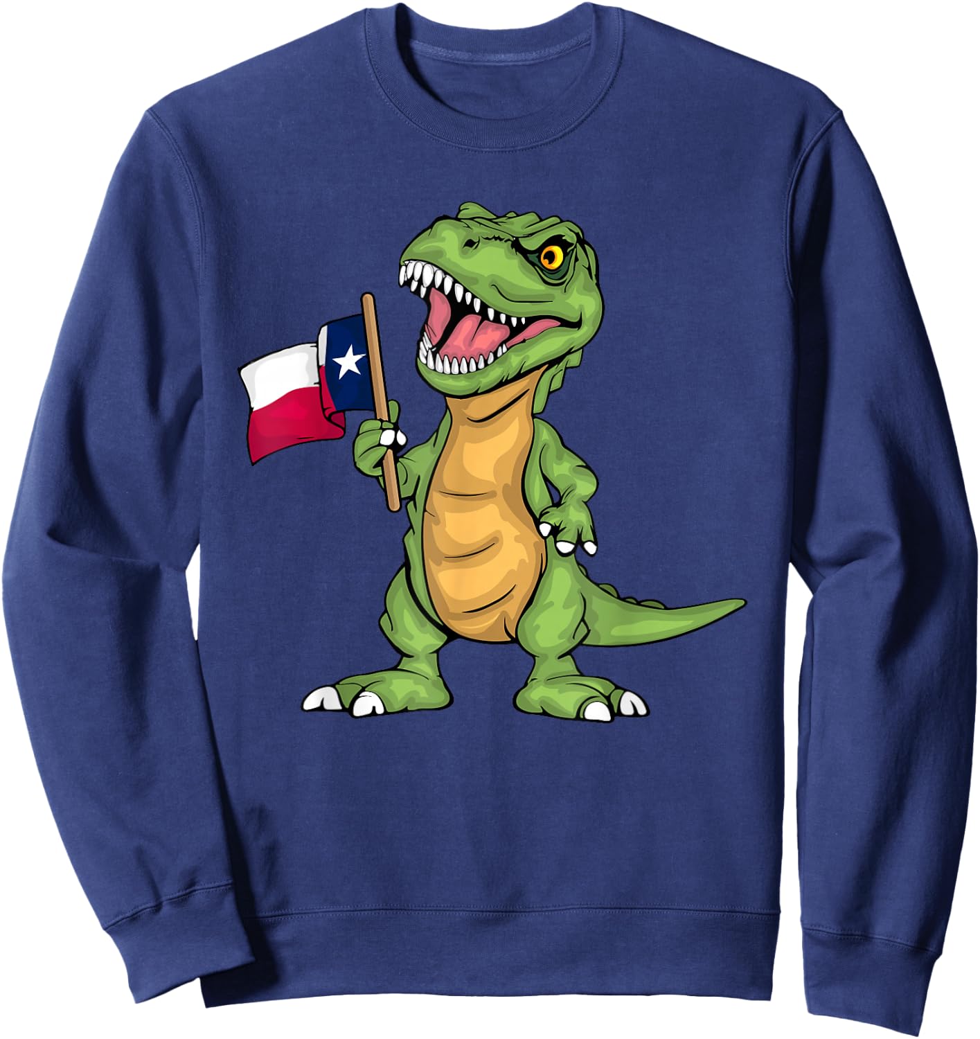 Texas Lover Kids Dinosaur Lover USA Texas Flag Sweatshirt - Sweatshirt | Navy