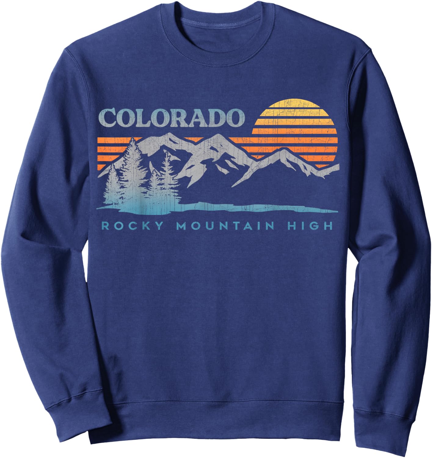 Vintage 70's 80's Colorado Outdoor Mountains Nature Hiking Sweatshirt - Sweatshirt | Navy