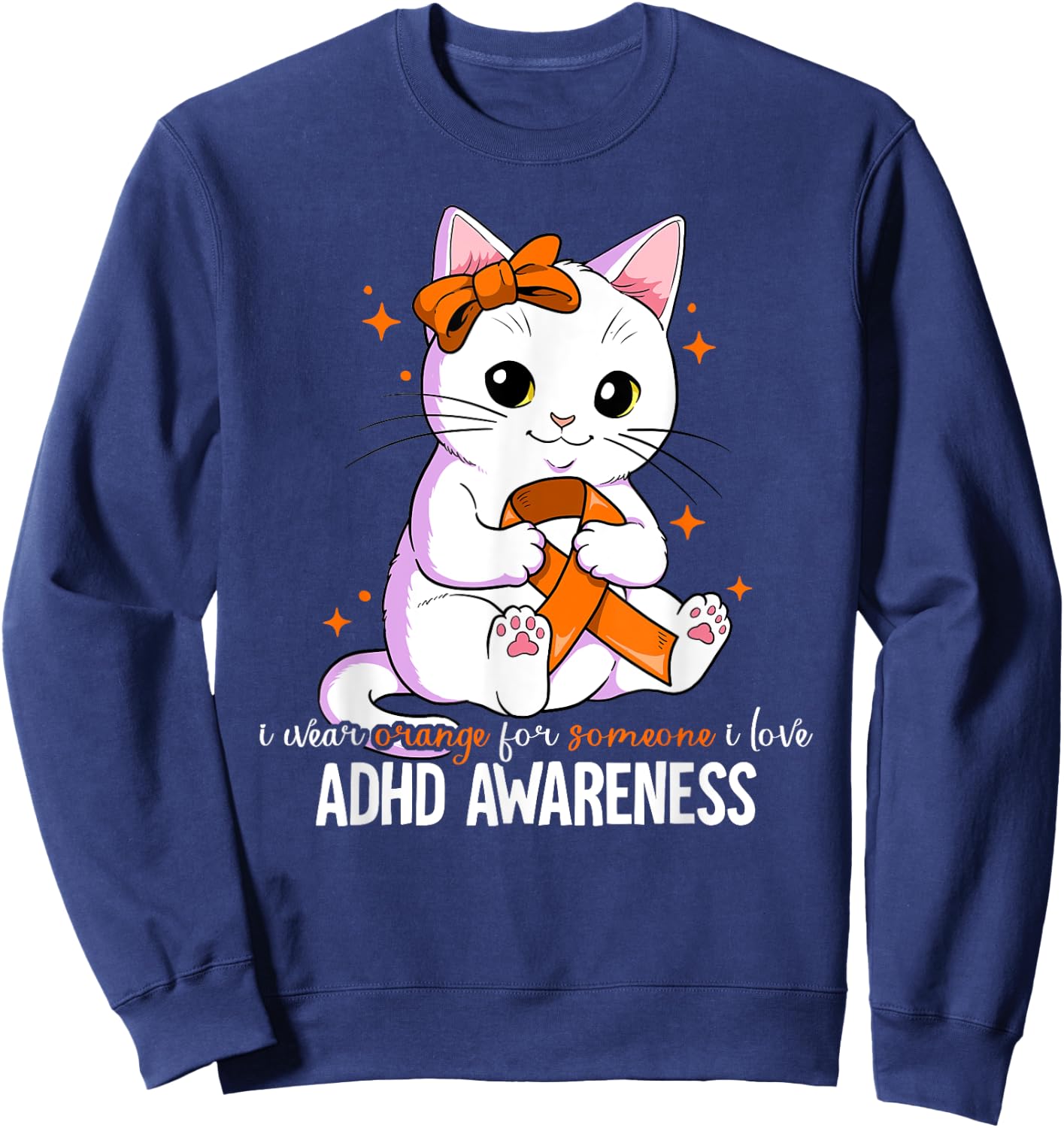 ADHD Gift ADHD Awareness -Kids Black Cotton Blend Small Sweatshirt - Sweatshirt | Navy