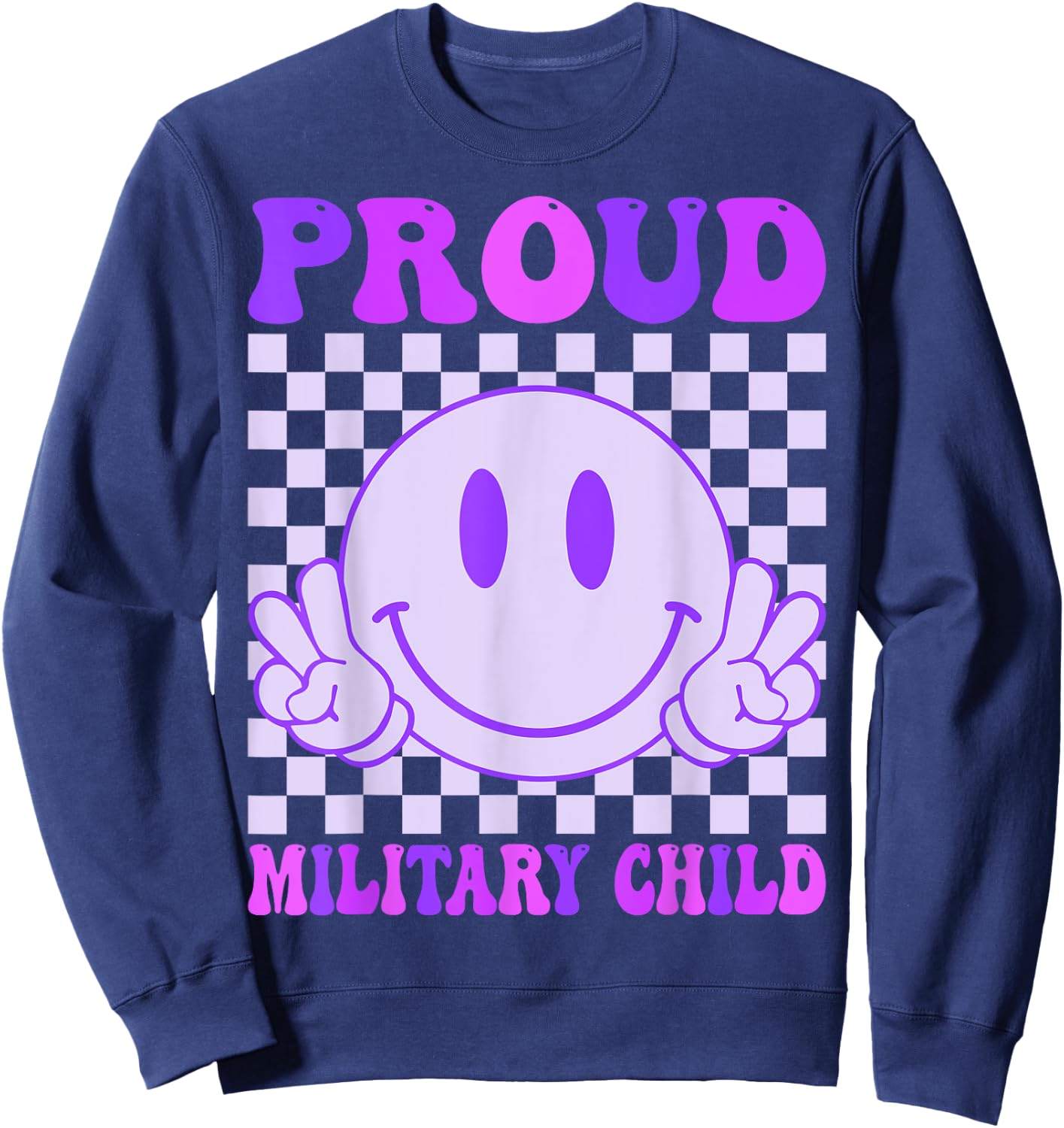 Proud Military Child Purple Up For Military Kids Sweatshirt - Sweatshirt | Navy