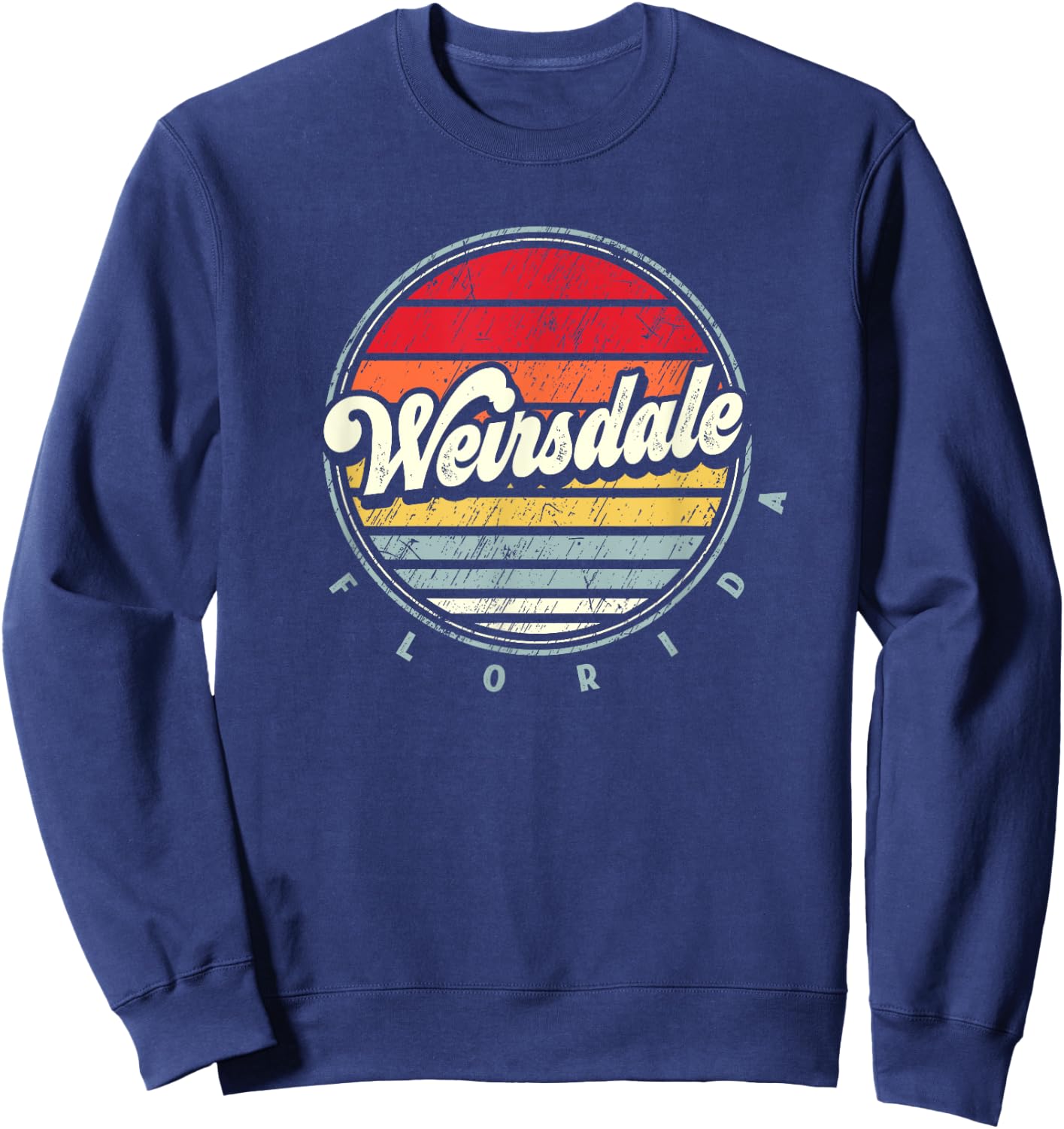 Retro Weirsdale Home State Cool 70s Style Sunset Sweatshirt - Sweatshirt | Navy