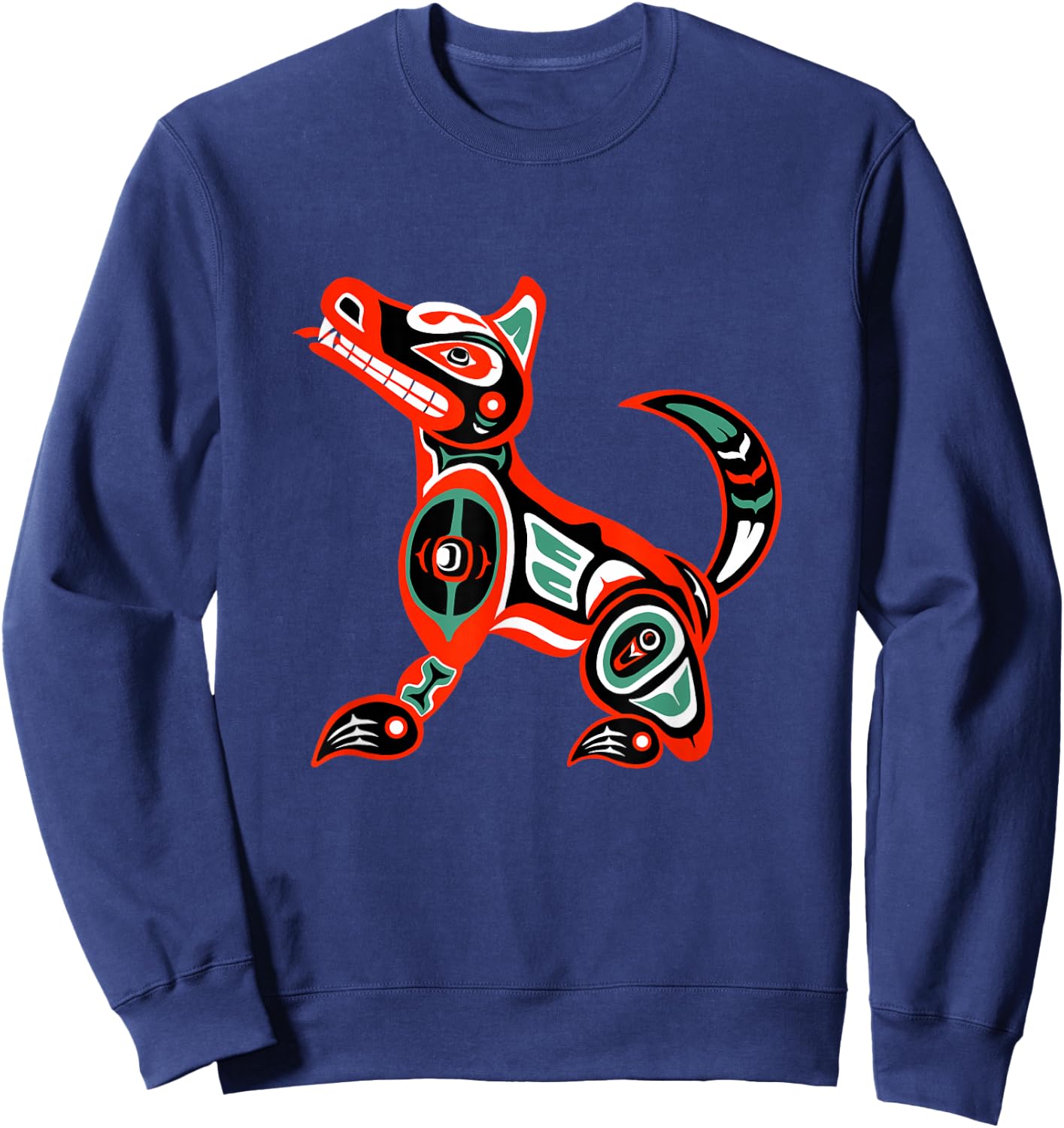 Haida art, Native American Style, Wolf Totem Sweatshirt - Sweatshirt | Navy