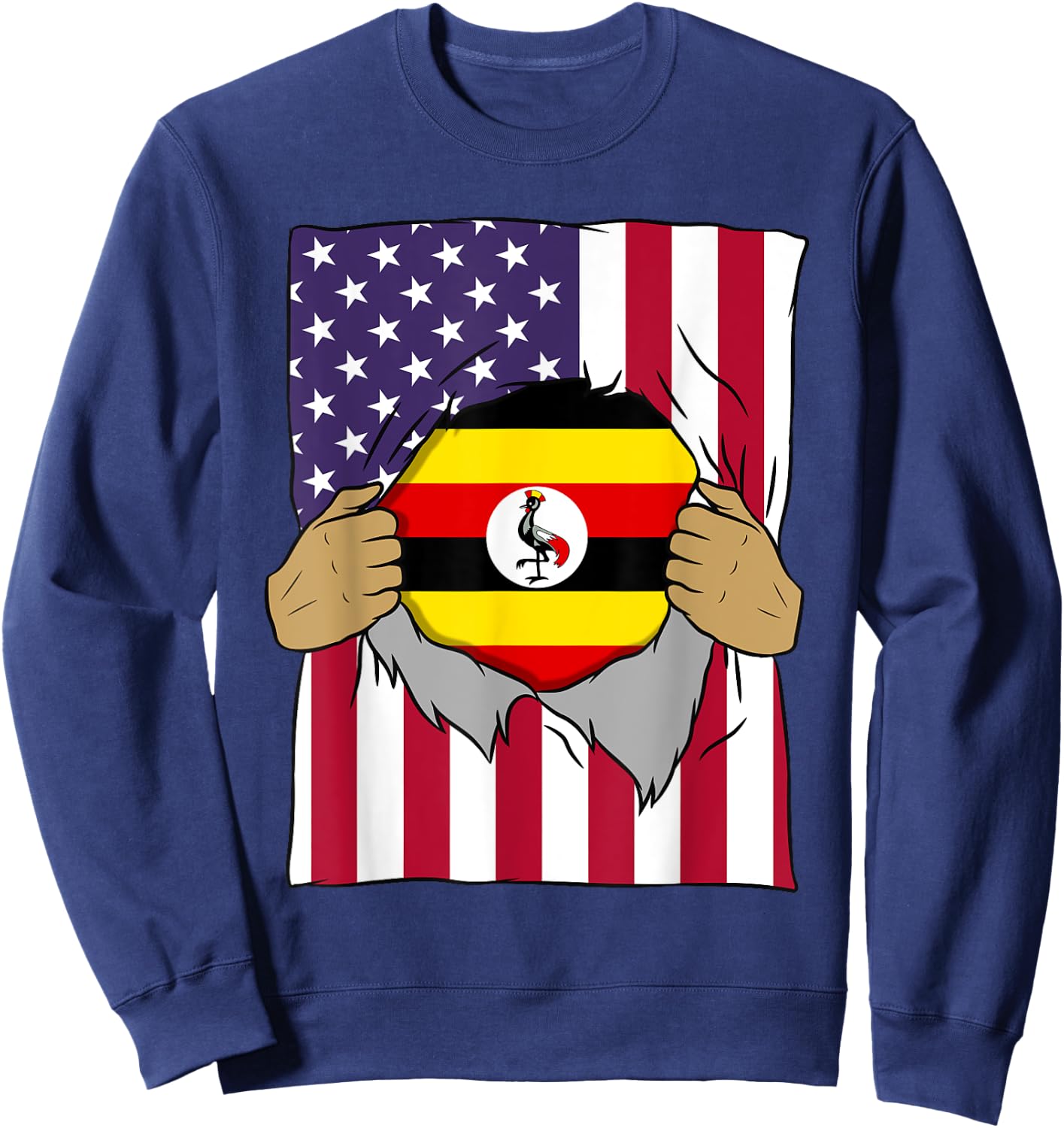 Uganda Flag Blood Inside Me Home Pride Ugandan American Gift Sweatshirt - Sweatshirt | Navy
