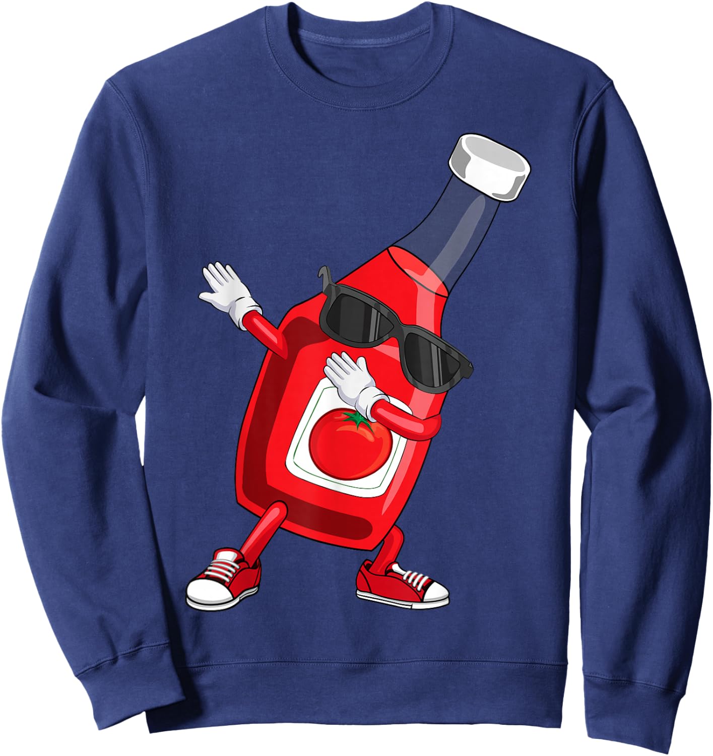 Funny Dabbing Ketchup Lover Gift Kids Boy Cute Condiment Sweatshirt - Sweatshirt | Navy