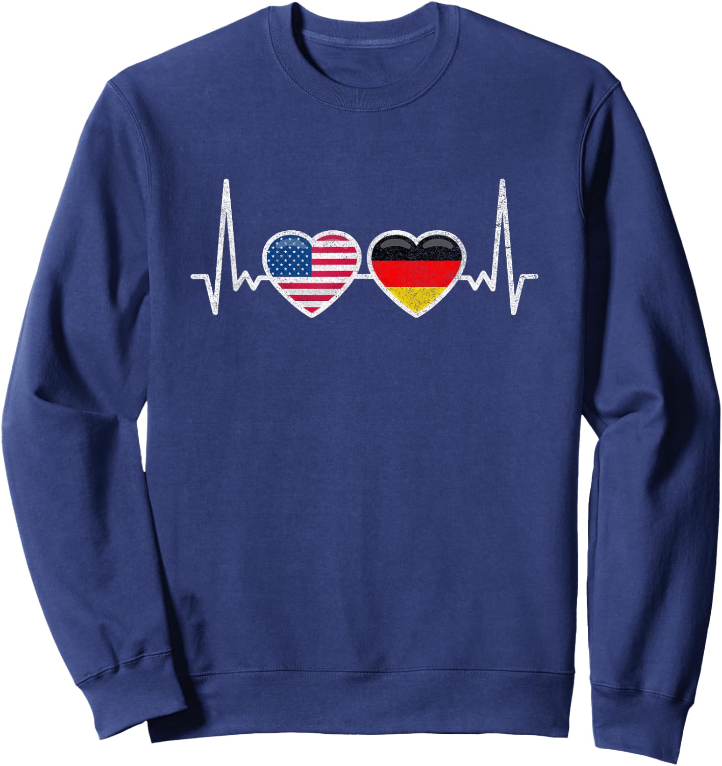 Germany USA Heartbeat Flag American German Sweatshirt - Sweatshirt | Navy