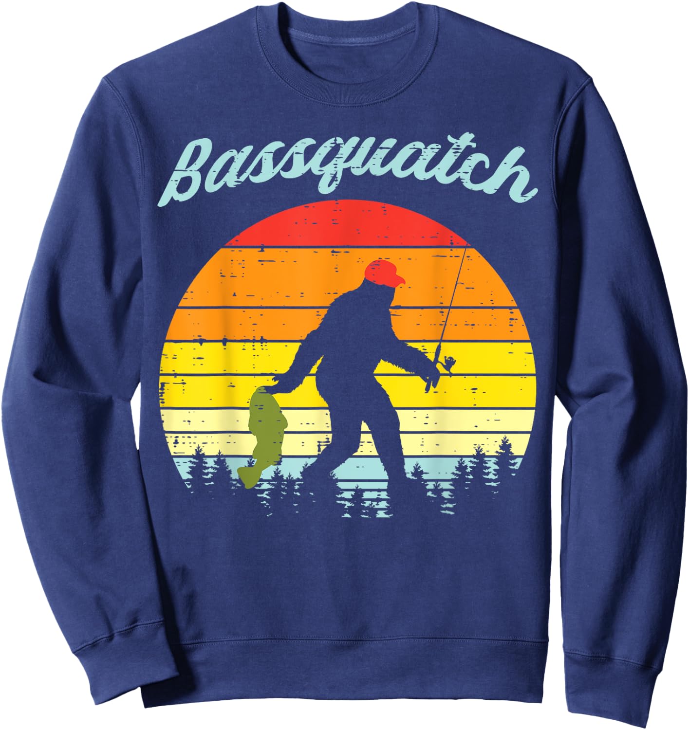 Bassquatch Bigfoot Sasquatch Fish Fishing Fisherman Gift Sweatshirt - Sweatshirt | Navy