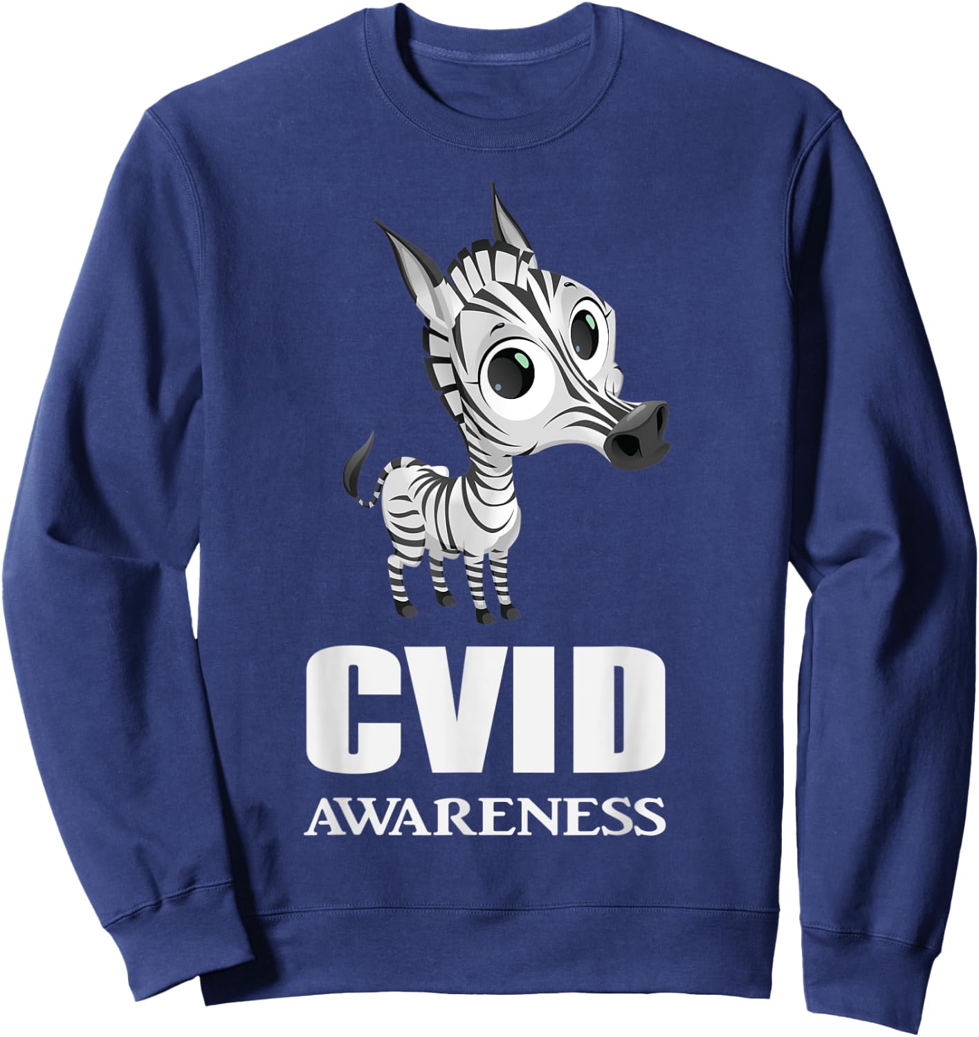 CVID Awareness Ribbon Common Variable Immunodeficiency Zebra Sweatshirt - Sweatshirt | Navy