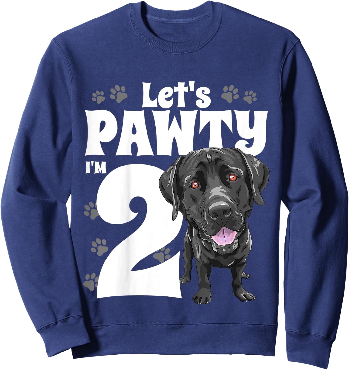 2 Year Old Black Lab Dog Birthday Pawty Labrador 2nd Gift Kids Sweatshirt - Sweatshirt | Navy