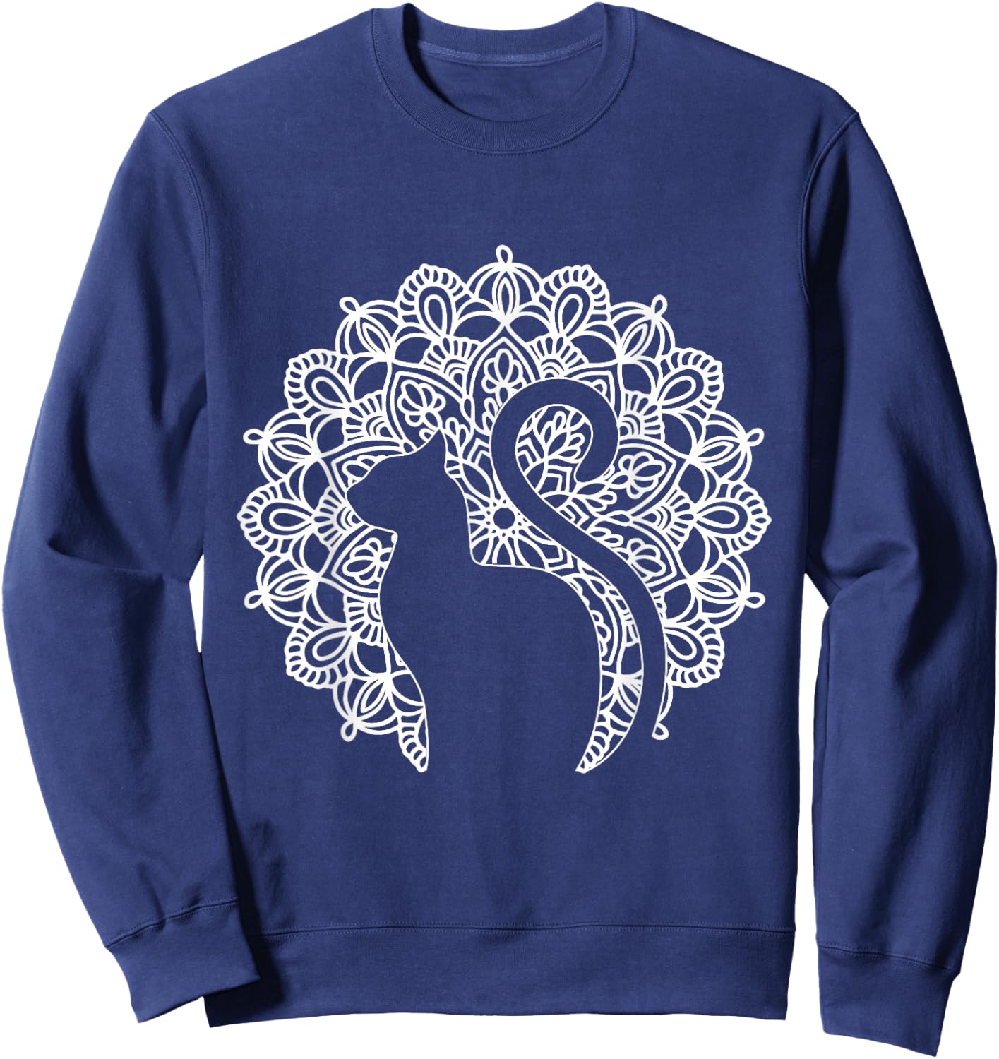 Cat Shirt Zen Cat Print Mandala Shirt Yoga Sweatshirt - Sweatshirt | Navy