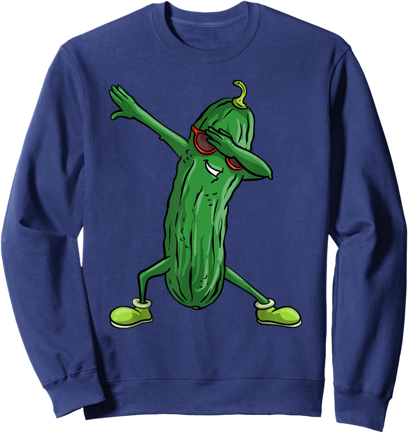 Funny Dabbing Pickle Gift | Cute Dancing Cucumber Men Women Sweatshirt - Sweatshirt | Navy