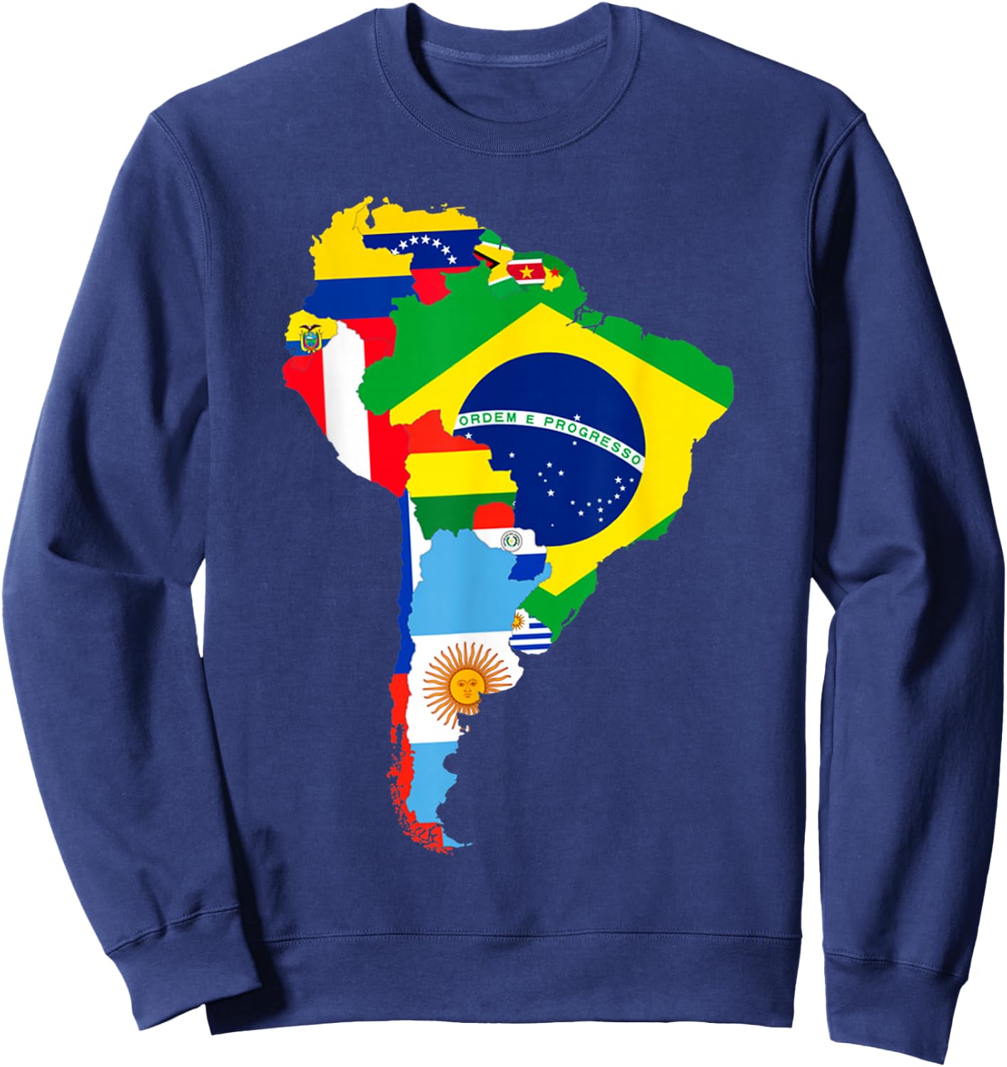 Latin South America Continent Map Flags Sweatshirt - Sweatshirt | Navy