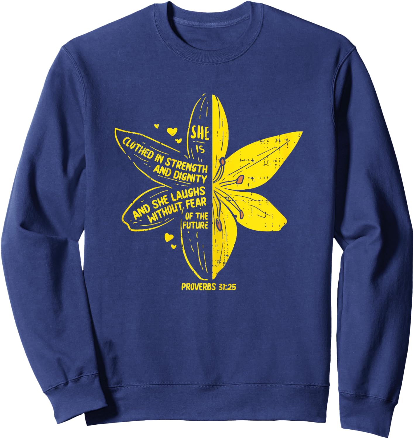 She's Clothed Strength Verse Bible Jesus God Christian Gift Sweatshirt - Sweatshirt | Navy