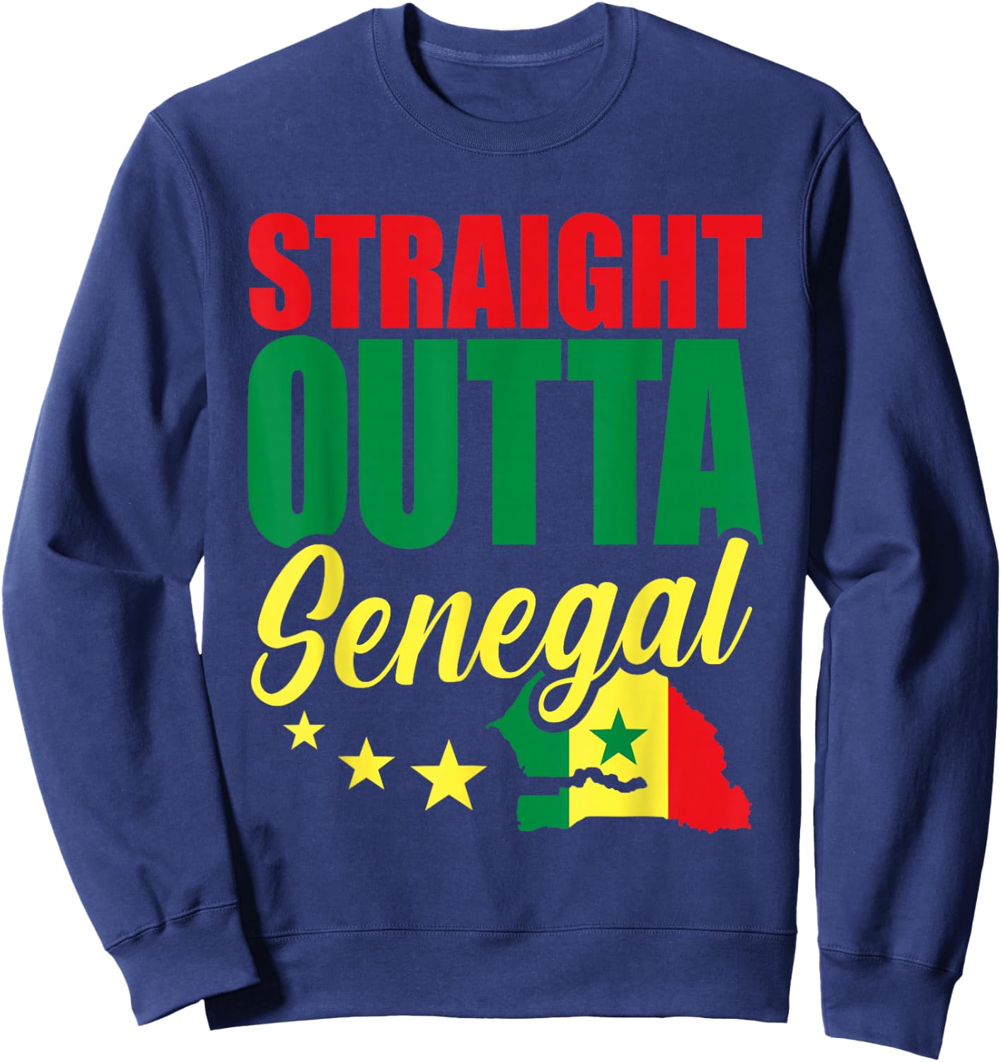 Funny Senegal Flag Shirt Roots From Usa Senegal Sweatshirt - Sweatshirt | Navy
