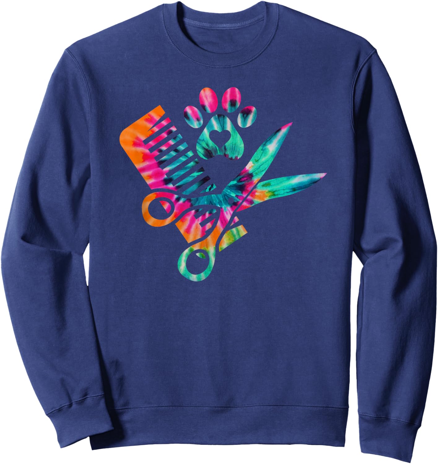 Dog Groomer Tie Dye cute for future Dog groomers Women Girls Kids Sweatshirt - Sweatshirt | Navy