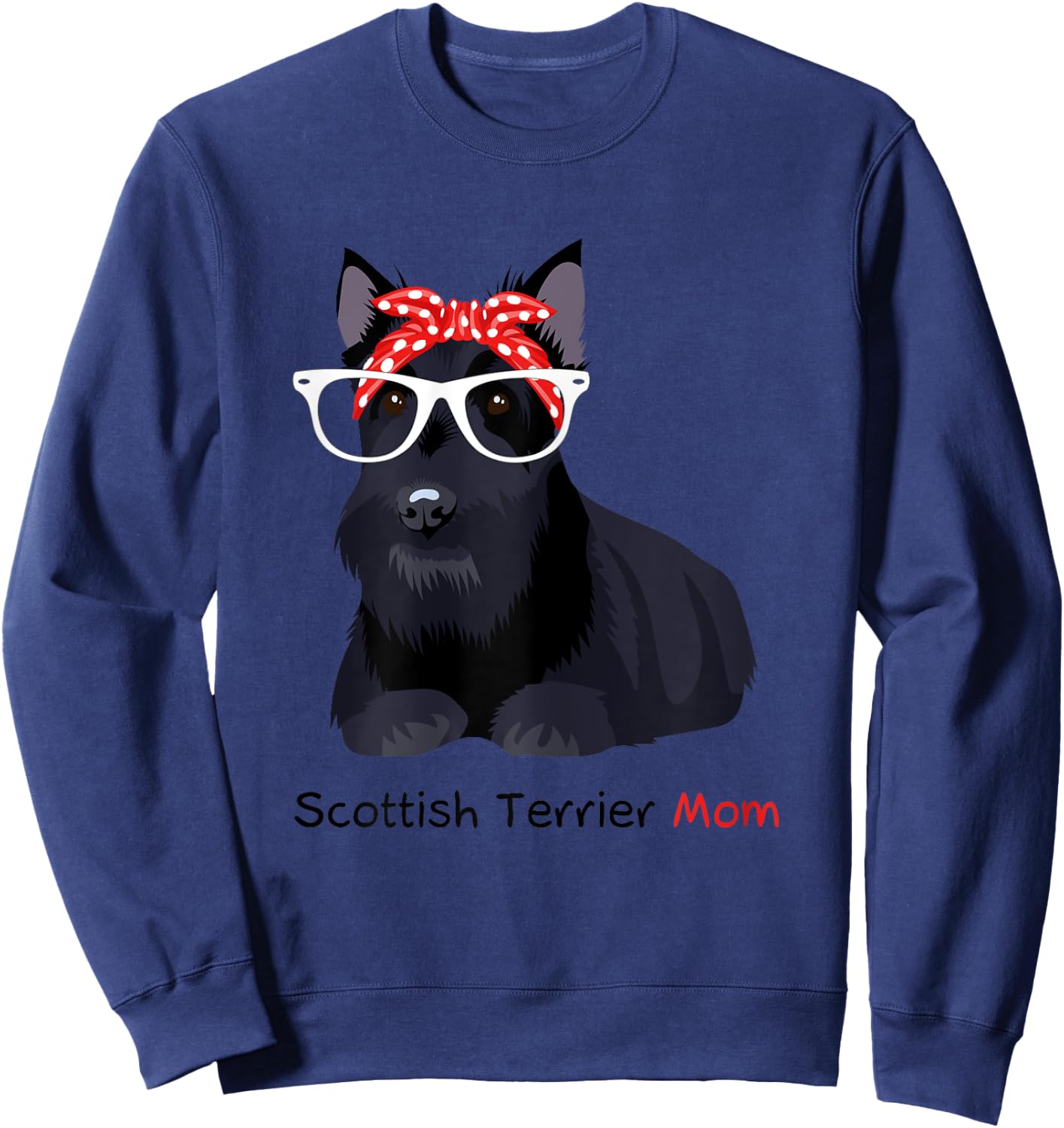 Scottish Terrier Mom Bandana Scottie Dog Sweatshirt - Sweatshirt | Navy