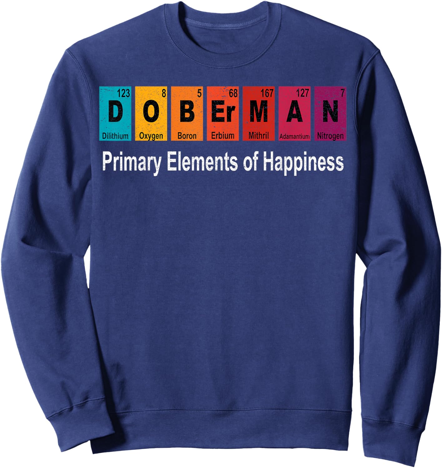 Vintage Doberman Dog Science Teacher Funny Periodic Sweatshirt - Sweatshirt | Navy
