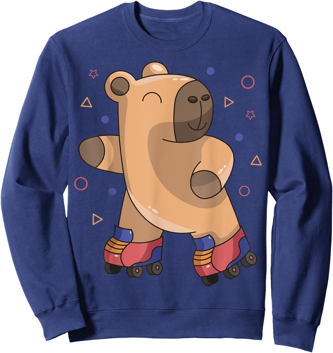 Roller Skater Capybara Rodent Kawaii Girl Boy Retro 70s 80s Sweatshirt - Sweatshirt | Navy