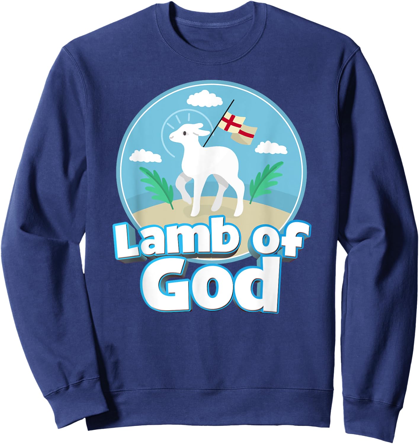 Lamb of God Agnus Dei Easter Catholic Kids Girls Boys Sweatshirt - Sweatshirt | Navy
