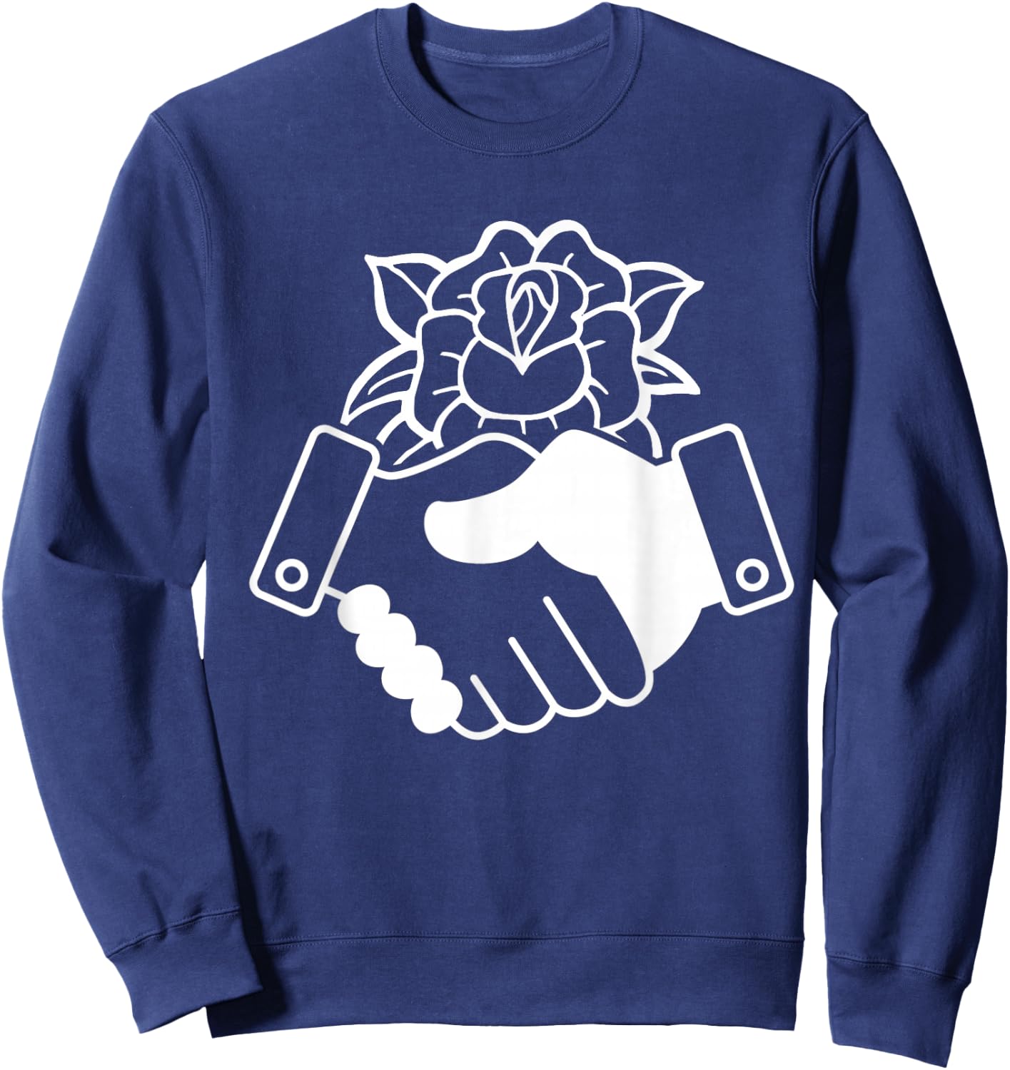 Democratic Socialism Socialist of America Rose Handshake Sweatshirt - Sweatshirt | Navy