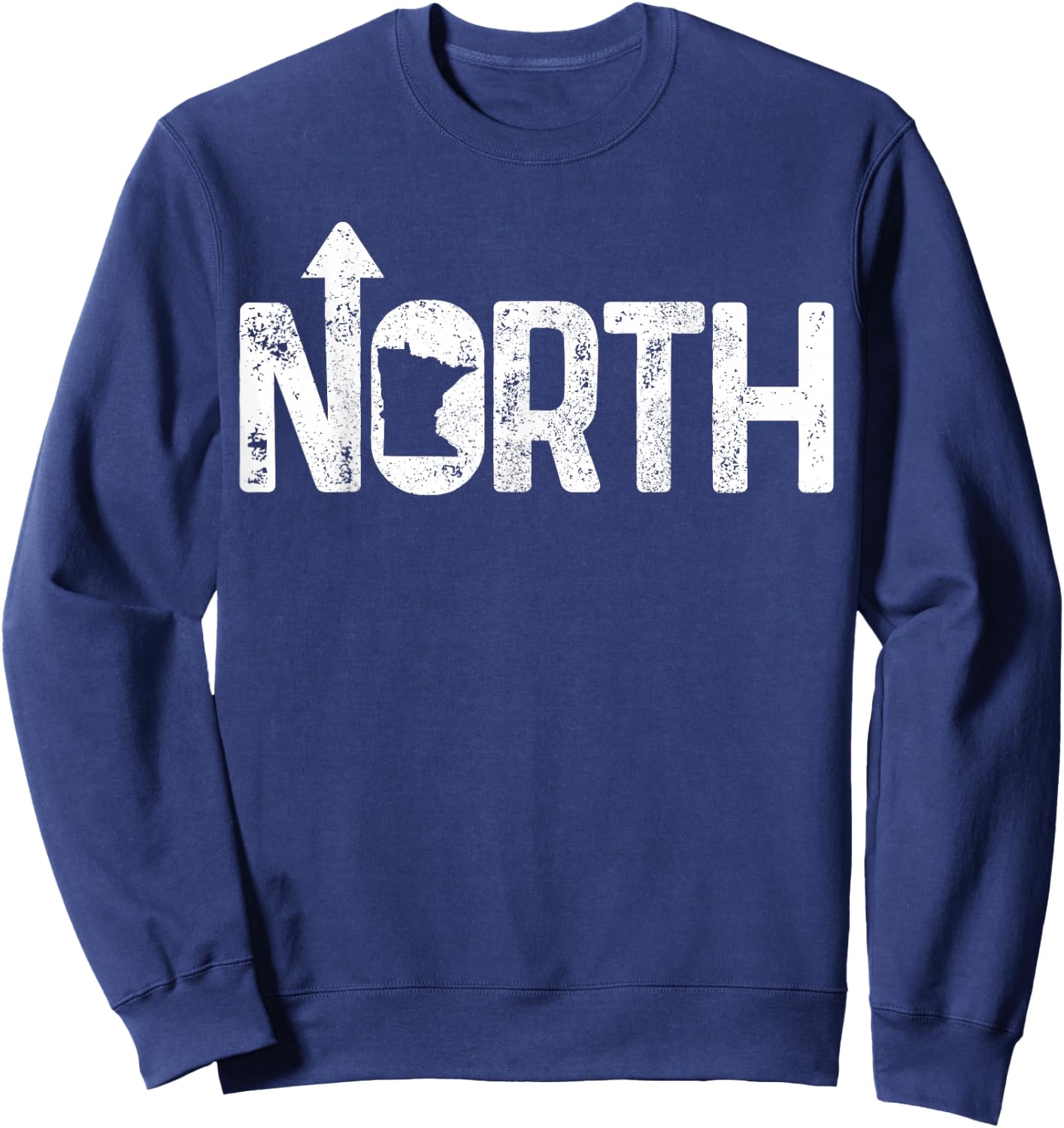 Minnesota Up North State Map Pride Gift Sweatshirt - Sweatshirt | Navy