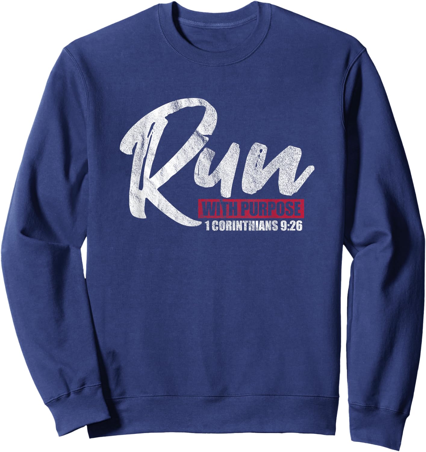 1 Corinthians 9:26 Christian Faith Running Runner Sweatshirt - Sweatshirt | Navy
