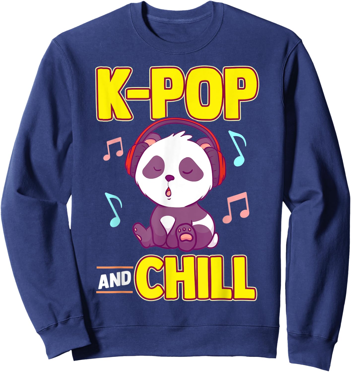 K-POP And Chill Music Lover Korean Panda Merchandise Gift Sweatshirt - Sweatshirt | Navy