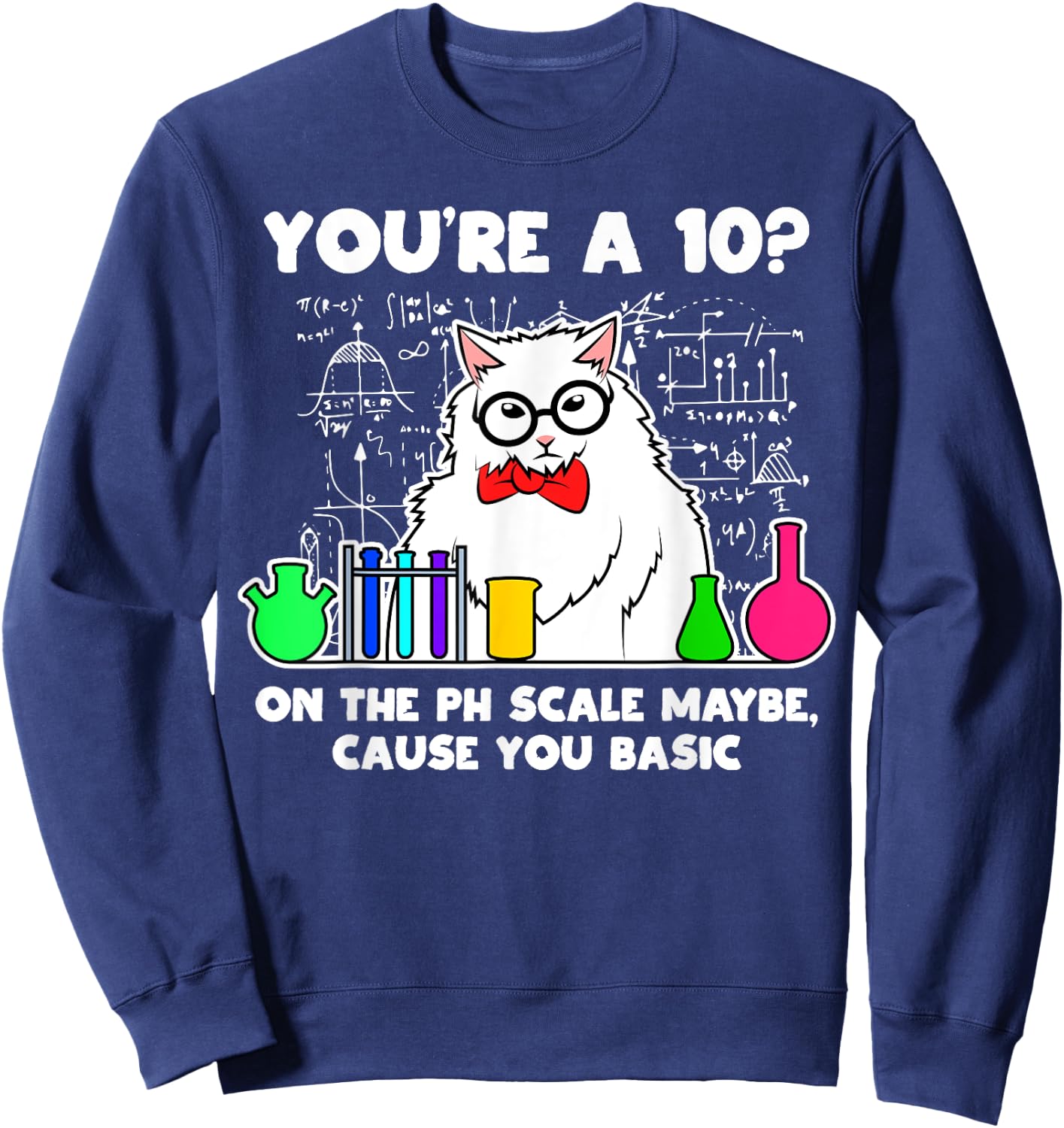 Funny Meme Cats Scientist Physics Chemistry Nerd Sweatshirt - Sweatshirt | Navy
