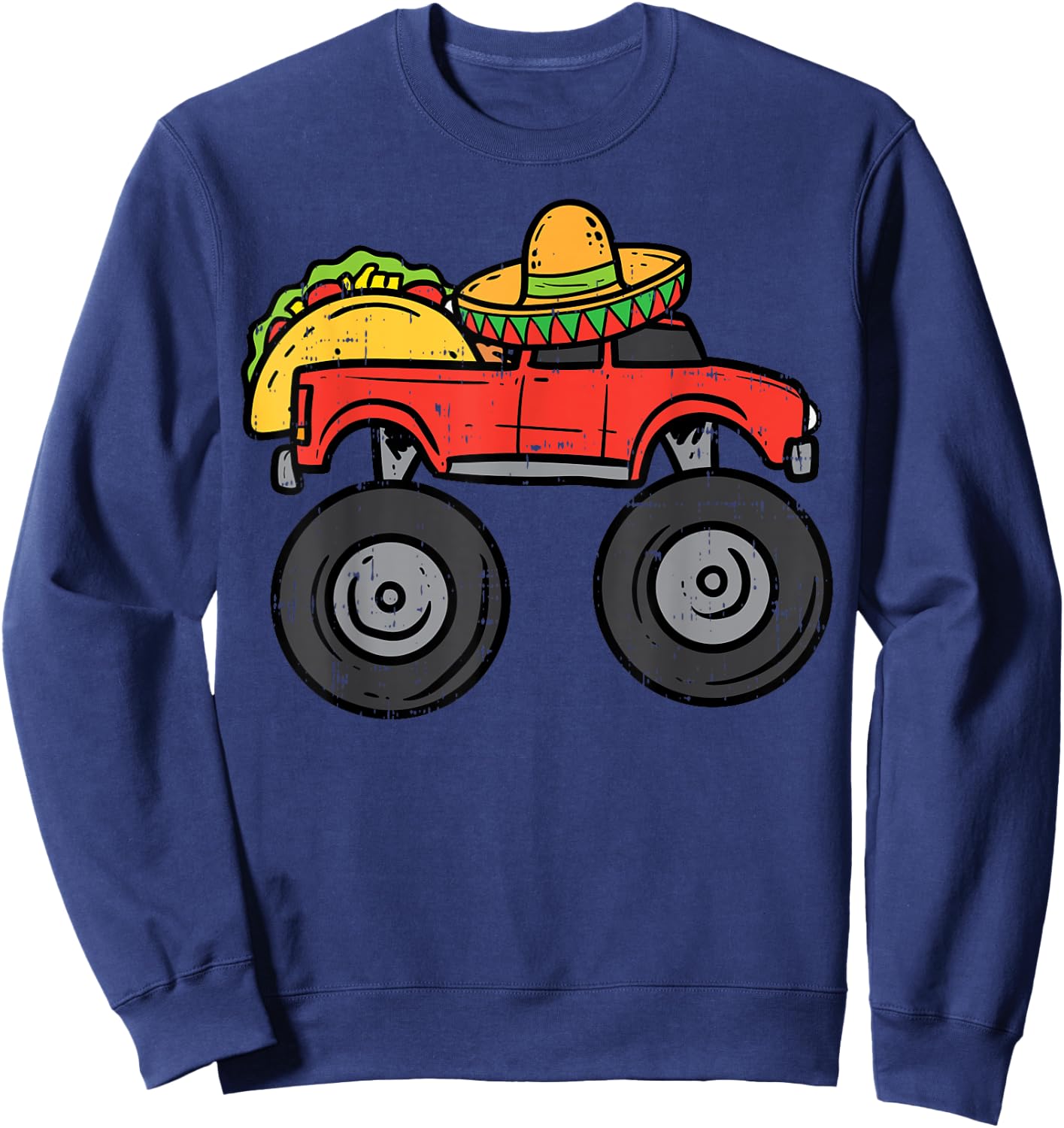 Taco Monster Truck Sombrero Cinco De Mayo Mexican Boys Kids Sweatshirt - Sweatshirt | Navy