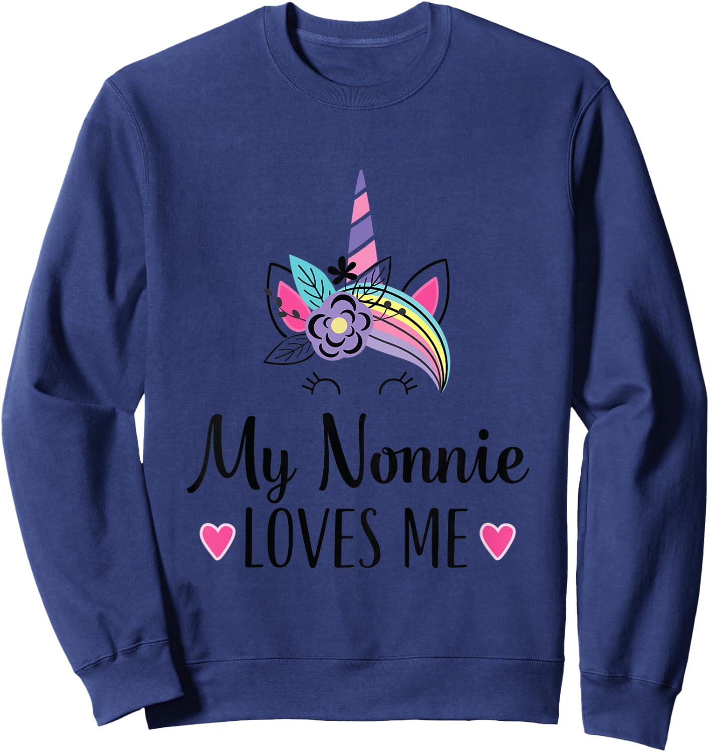 Kids My Nonnie Loves Me Granddaughter Unicorn Sweatshirt - Sweatshirt | Navy