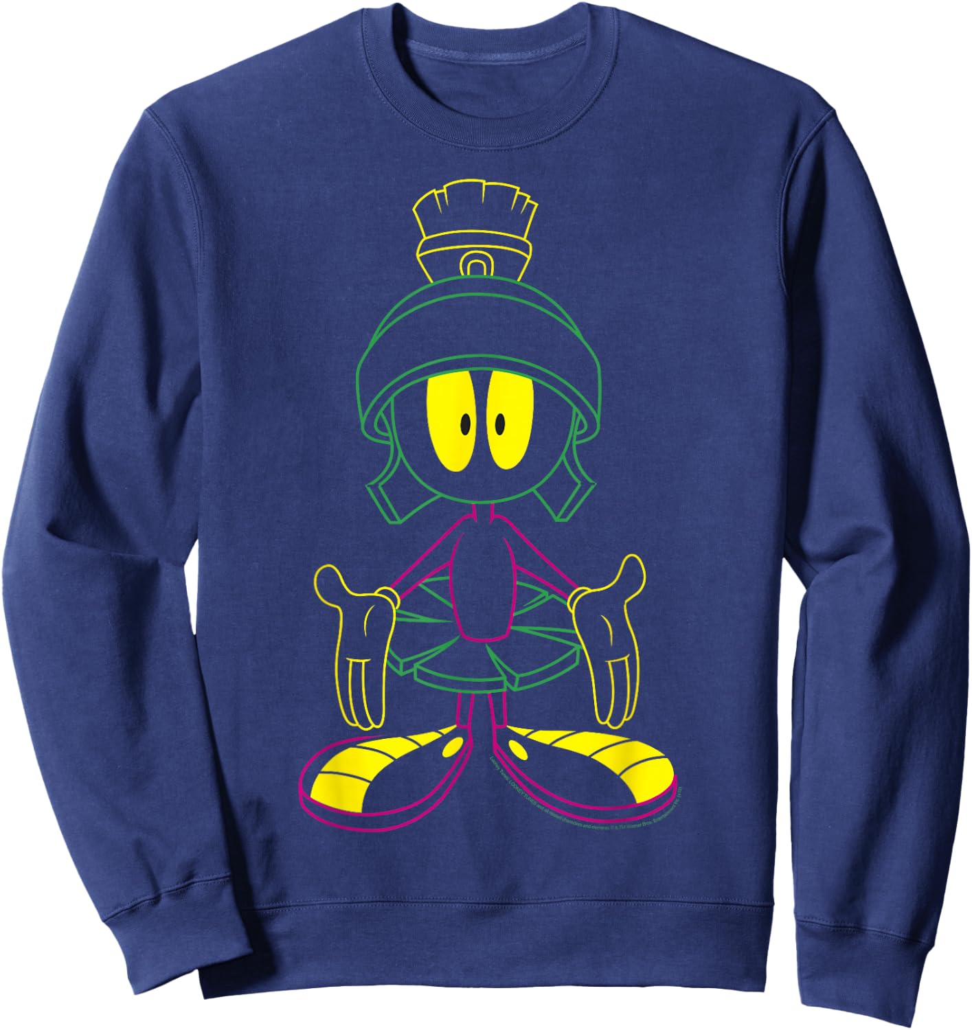Looney Tunes Marvin The Martian Neon Outline Sweatshirt - Sweatshirt | Navy