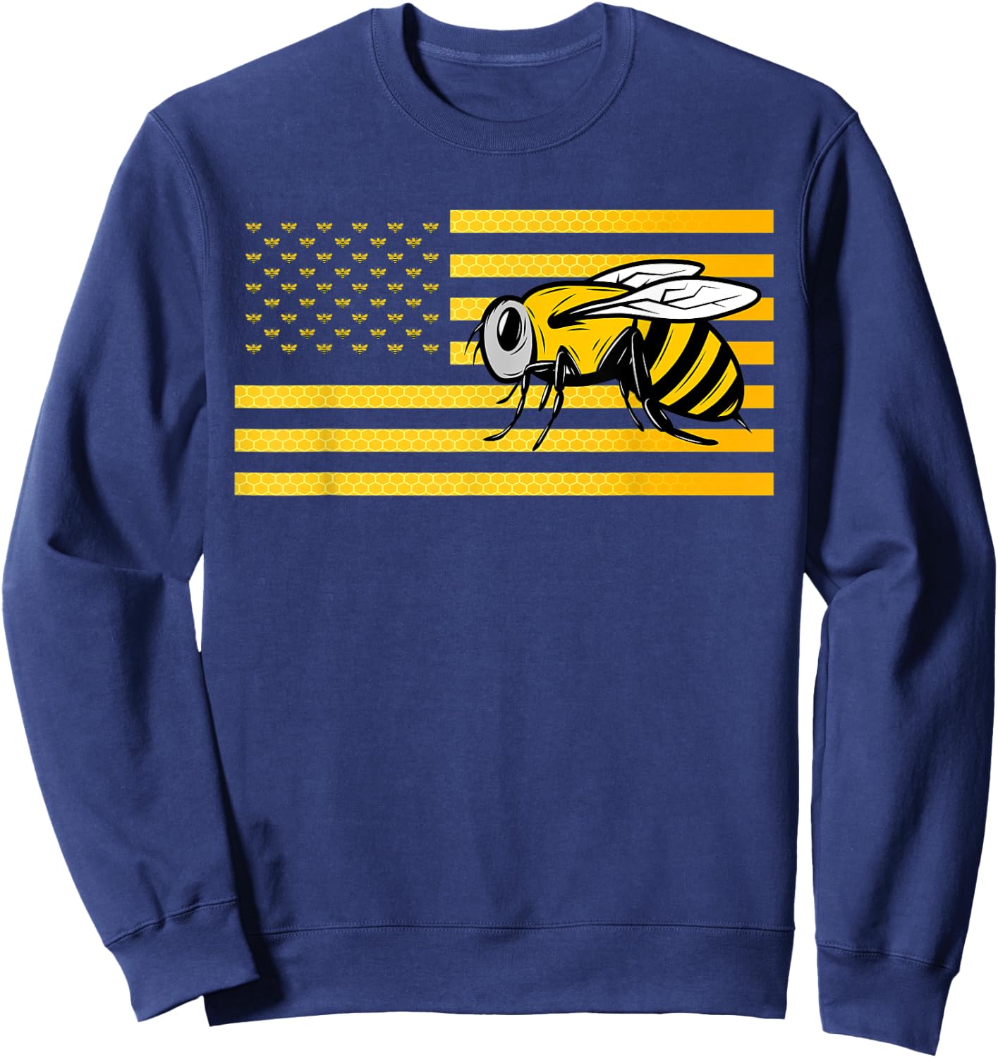 Beekeeping Beekeeper Honeycomb Bee American Flag Women Kids Men Sweatshirt - Sweatshirt | Navy
