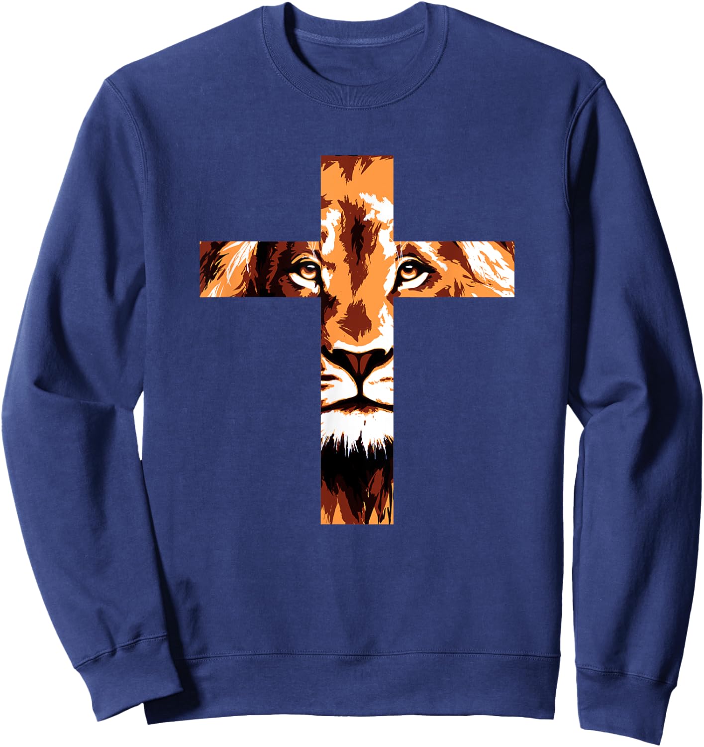 Chirstian Cross Lion Judah Jesus God Faith Sweatshirt - Sweatshirt | Navy