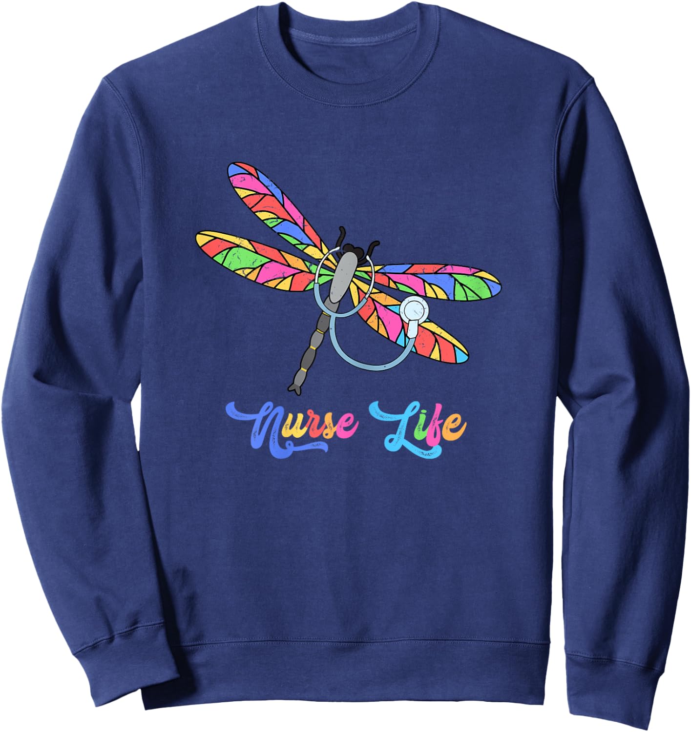 Colorful dragonfly Nurse life Sweatshirt - Sweatshirt | Navy