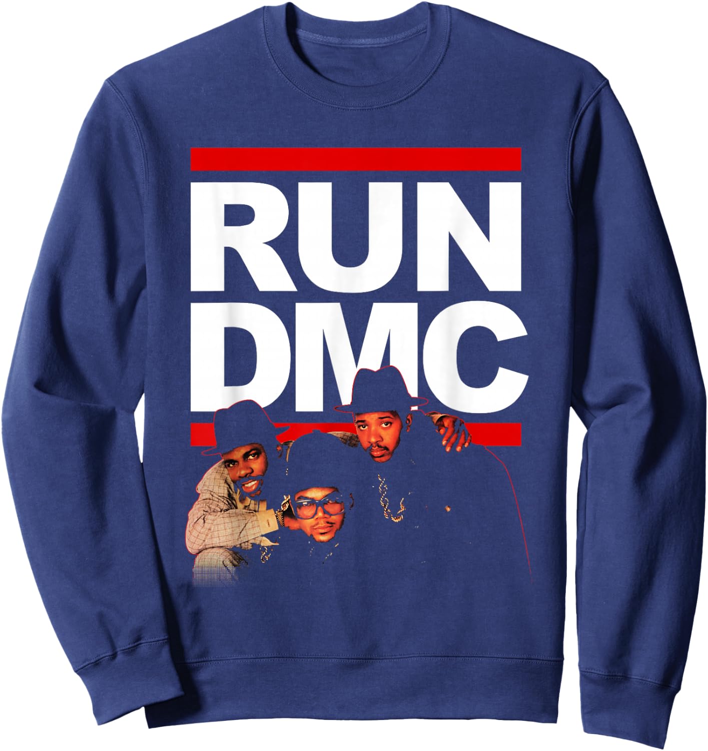 Run DMC Official Red Outline Photo Sweatshirt - Sweatshirt | Navy