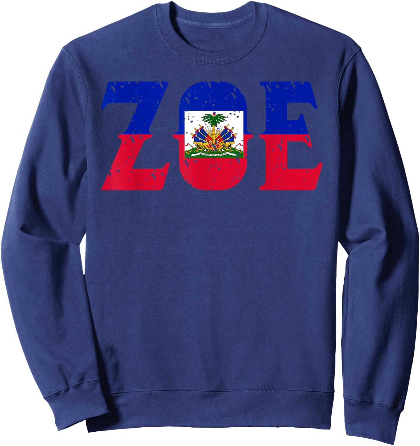 Zoe | Cute Haiti Honored Flag Day Gift Sweatshirt - Sweatshirt | Navy
