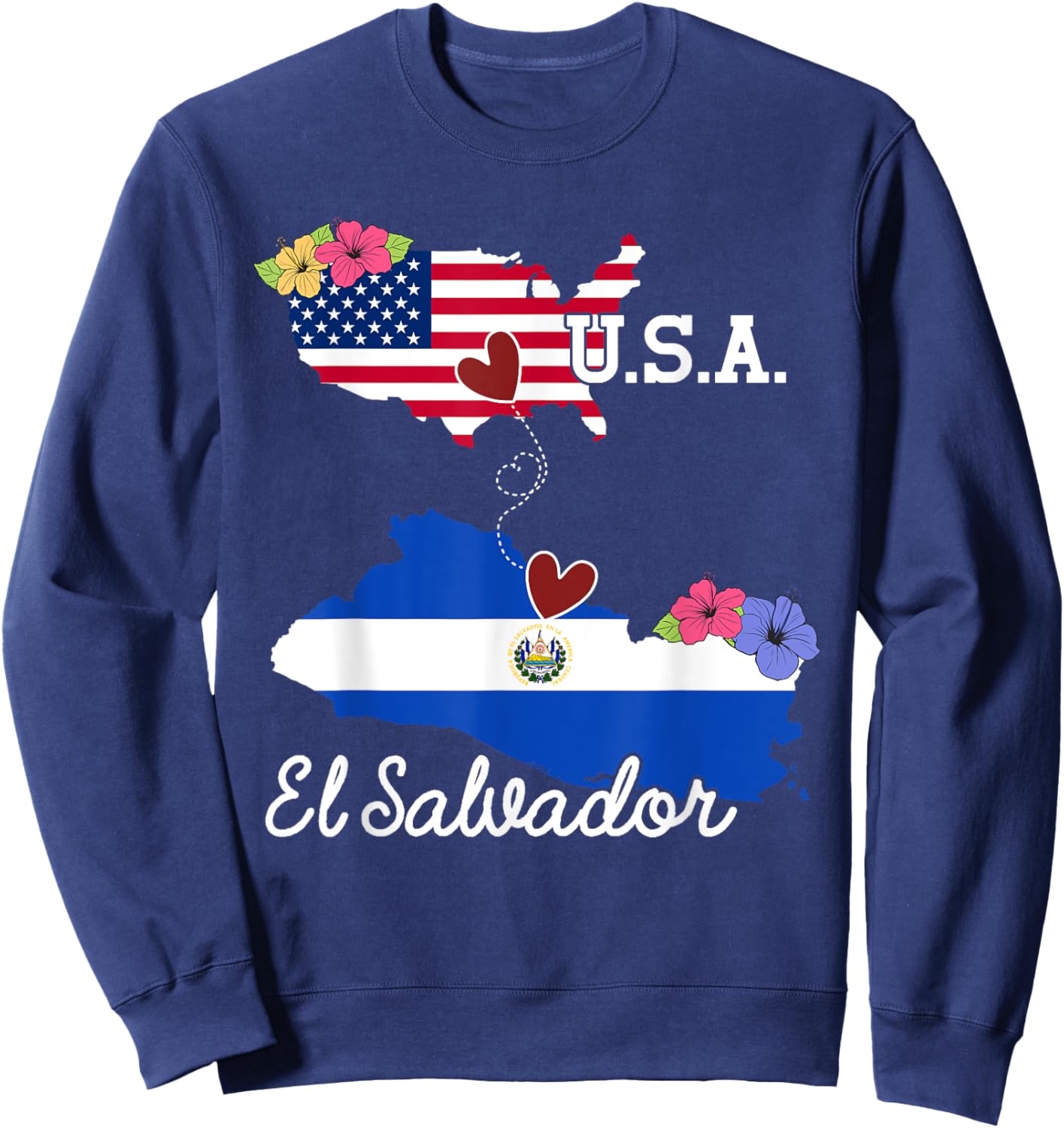 El Salvador USA American Flag Salvadorian El Salvador Flag Men Sweatshirt - Sweatshirt | Navy