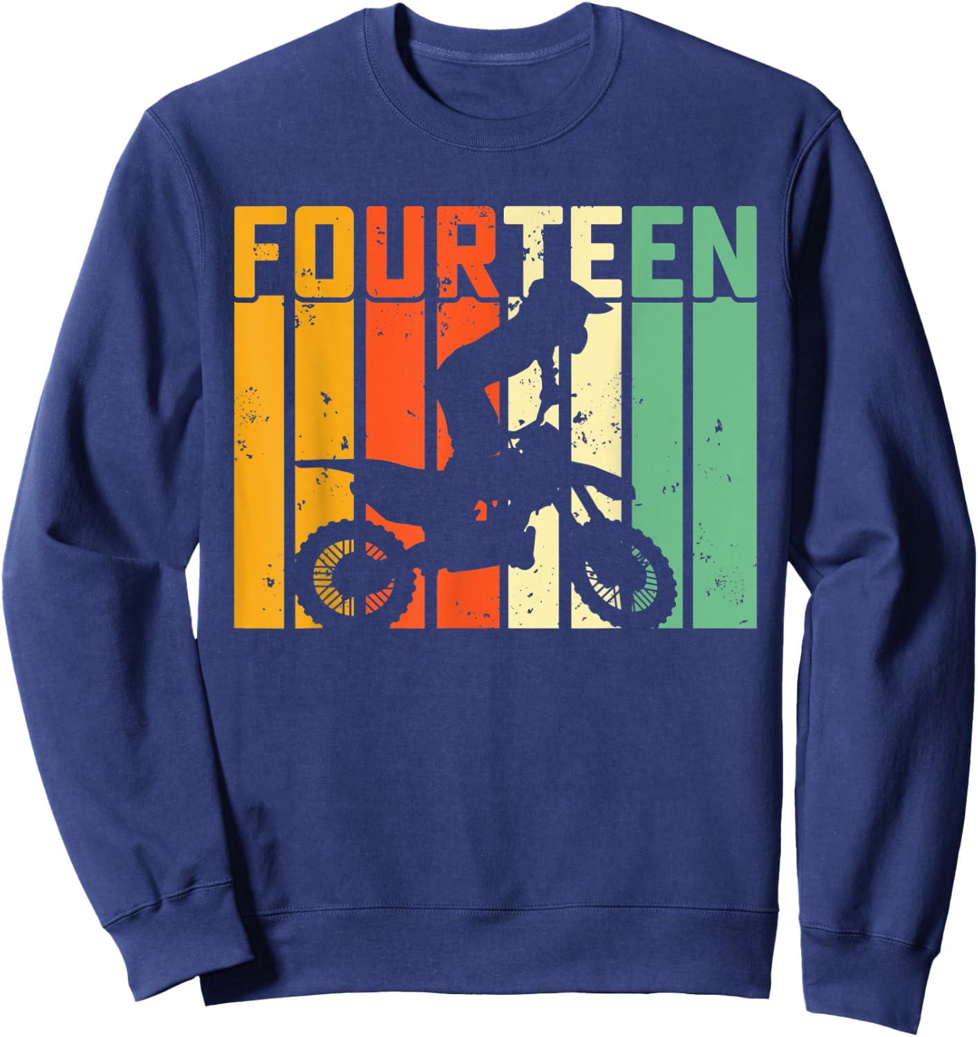 14th Birthday Motocross Turning 14 Dirtbiking Boys Dirt Bike Sweatshirt - Sweatshirt | Navy
