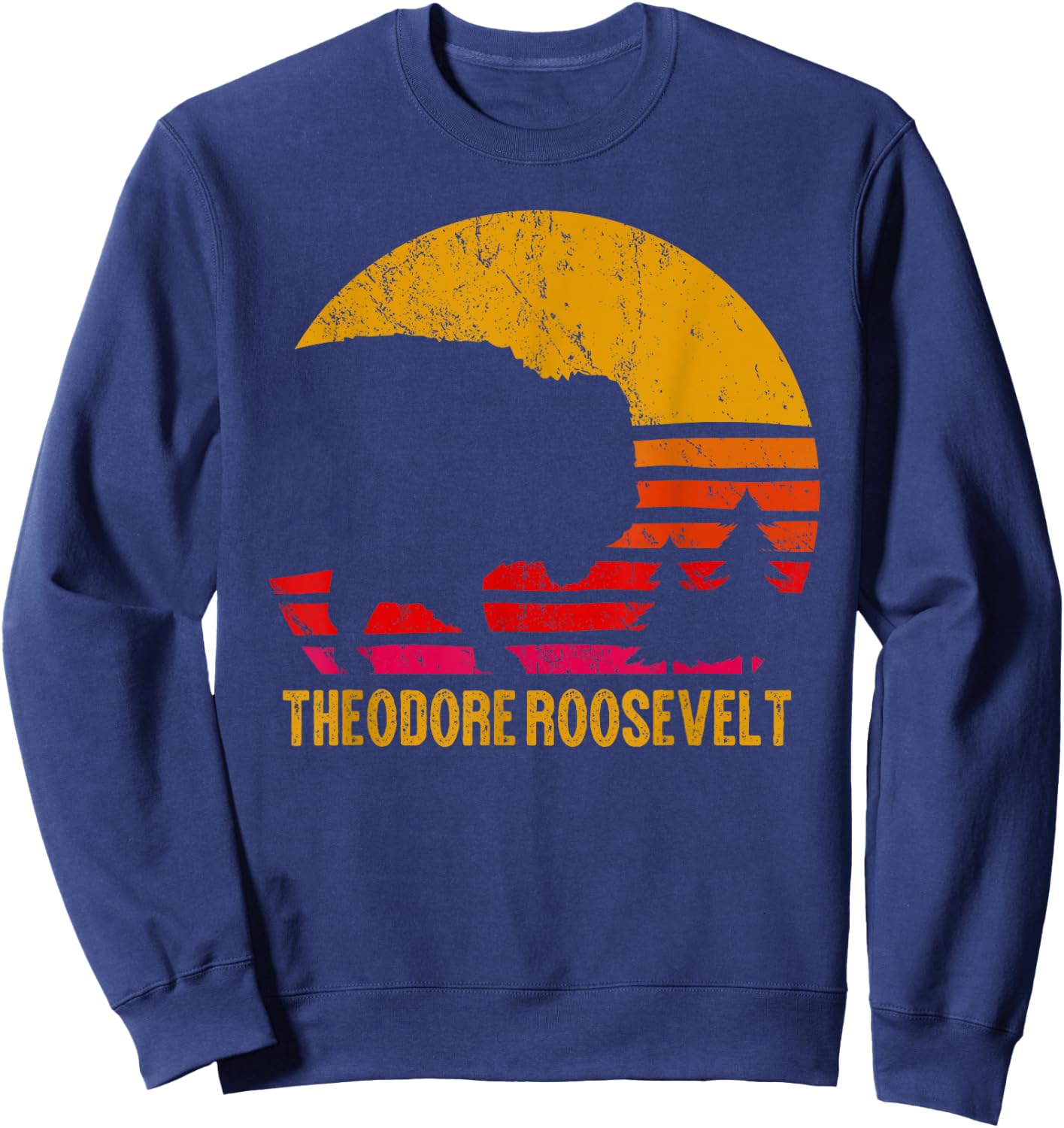 Theodore Roosevelt National Park Vintage Buffalo Bison Gift Sweatshirt - Sweatshirt | Navy