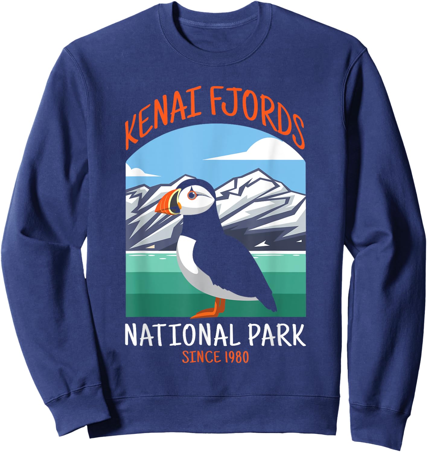 Kenai Fjords National Park US Puffin Bird Alaska Sweatshirt - Sweatshirt | Navy